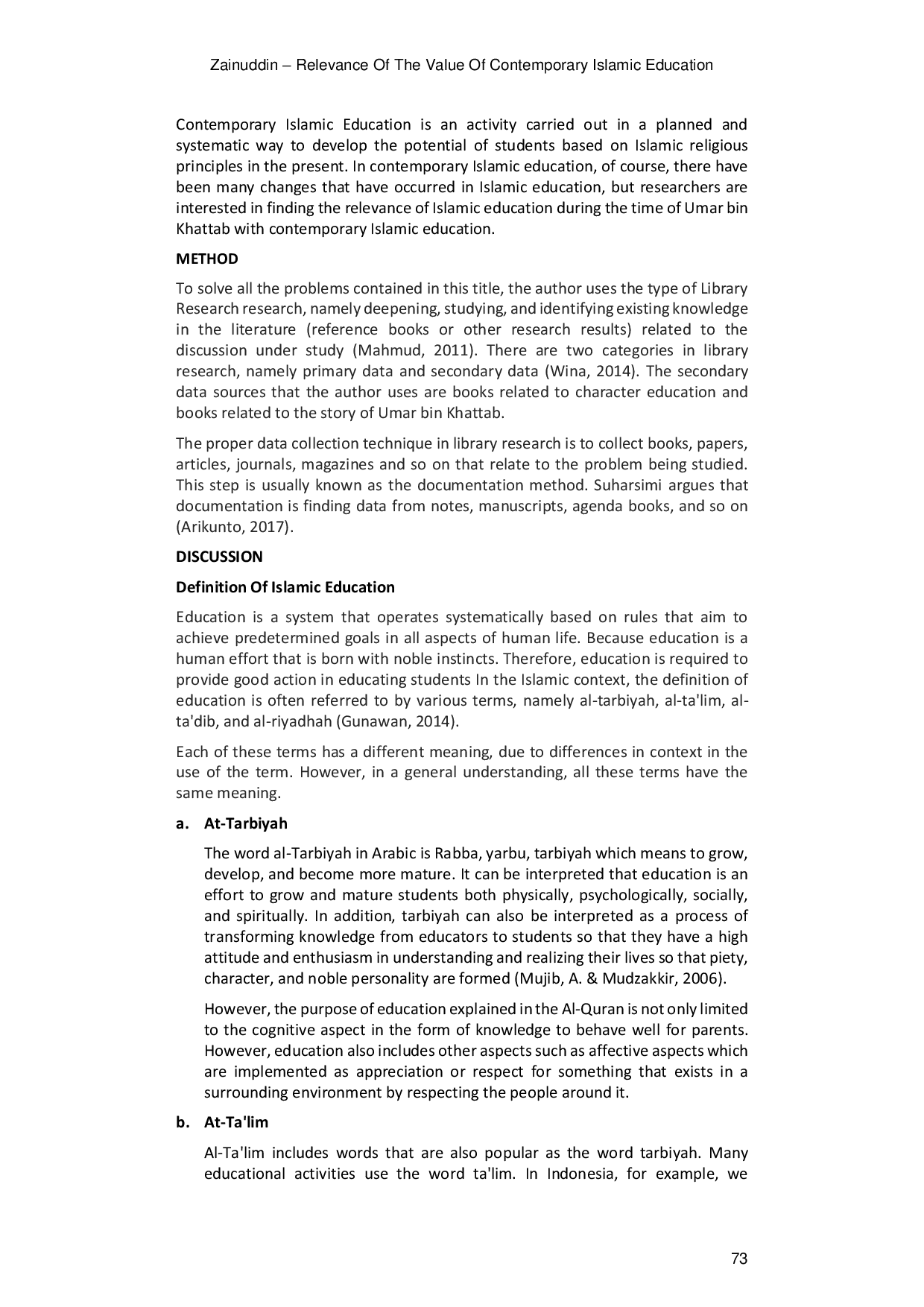 JURIS Relevance of the Value of Contemporary Islamic Education with Islamic Education in the Time of Umar Bin Khattab