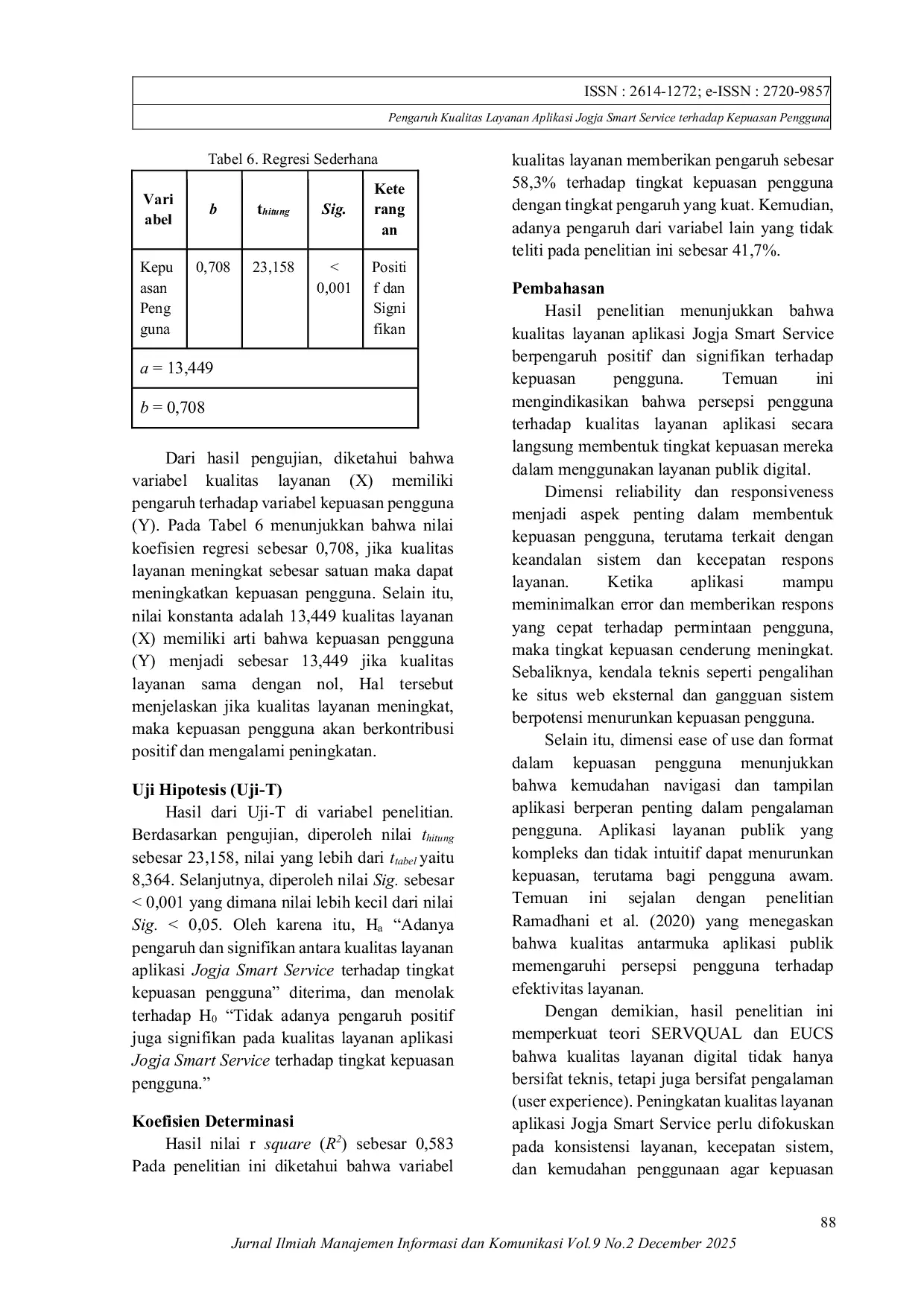 JURIS Pengaruh Kualitas Layanan Aplikasi Jogja Smart Service terhadap Kepuasan Pengguna