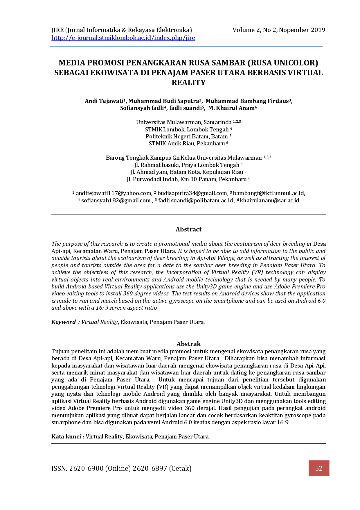 juris Media Promosi Penangkaran Rusa Sambar Rusa Unicolor Sebagai Ekowisata Di Penajam Paser Utara Berbasis Virtual Reality