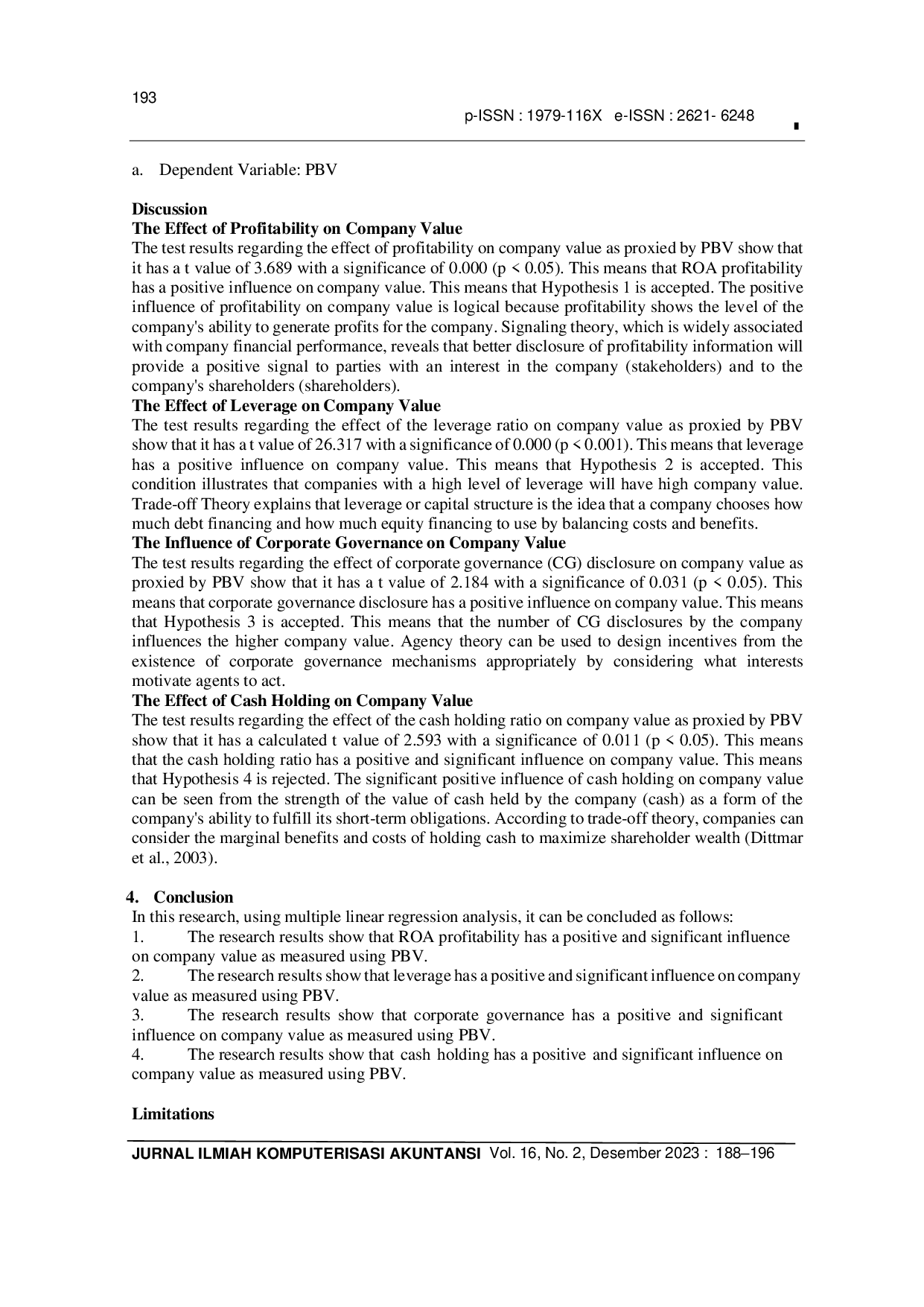 JURIS Pengaruh Pengungkapan Sustainability Report Terhadap Nilai Perusahaan Dengan Profitabilitas Sebagai Variabel Moderating Studi Empiris pada Perusahaan Pertambangan Yang Terdaftar di Bursa Efek Indones