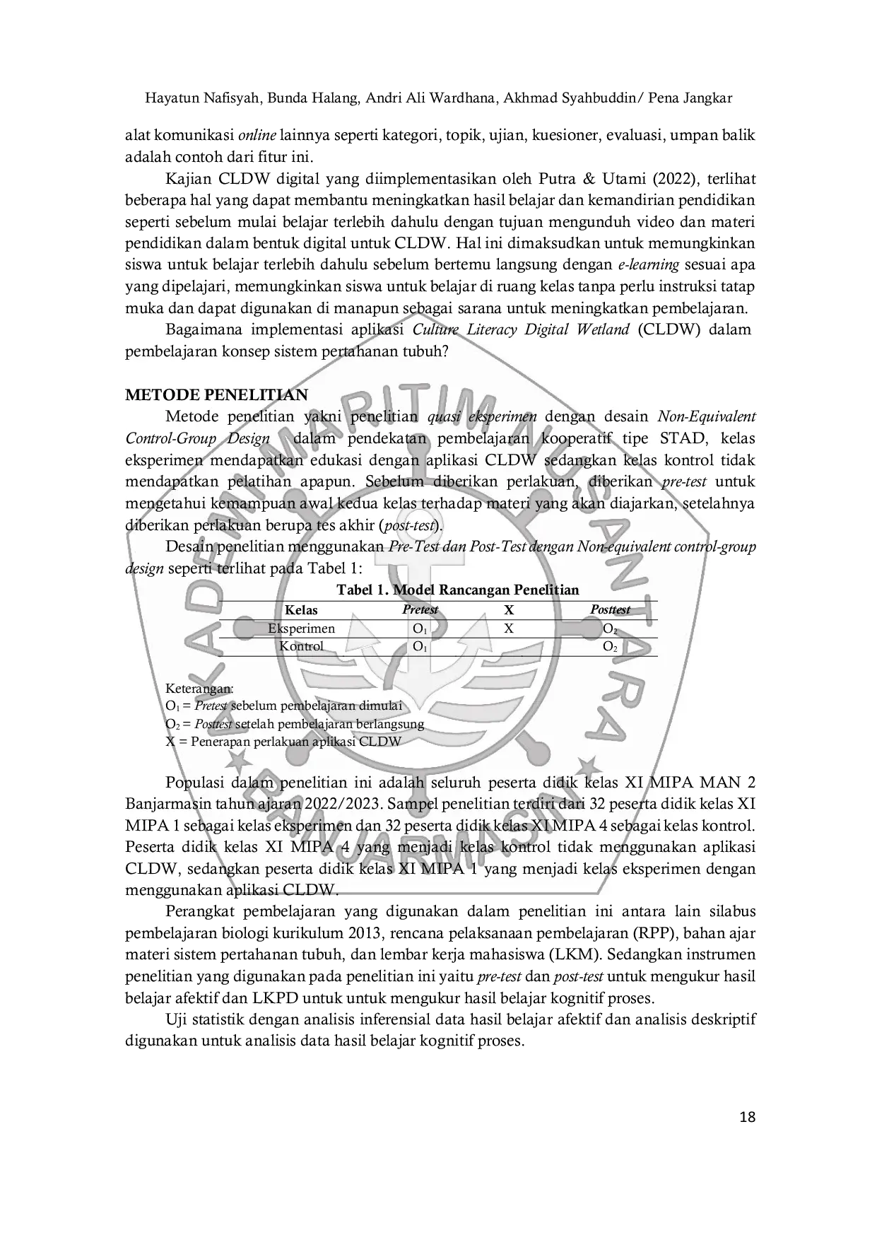 JURIS Implementasi Aplikasi Berbasis Budaya Literasi Digital Lahan Basah dalam Pembelajaran Konsep Sistem Pertahanan Tubuh