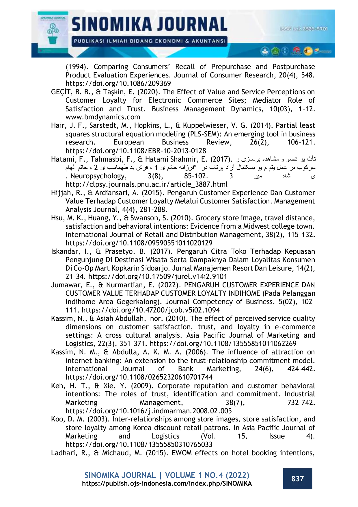 JURIS Pengaruh Product Attribute Dan Customer Trust Terhadap Customer Loyalty Melalui Customer Value Dan Customer Satisfaction Sebagai Variabel Mediasi Pada Pelanggan Indomaret Di Jakarta Barat