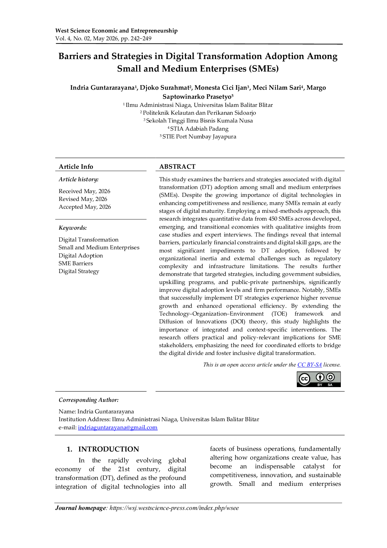 JURIS Barriers and Strategies in Digital Transformation Adoption Among Small and Medium Enterprises SMEs