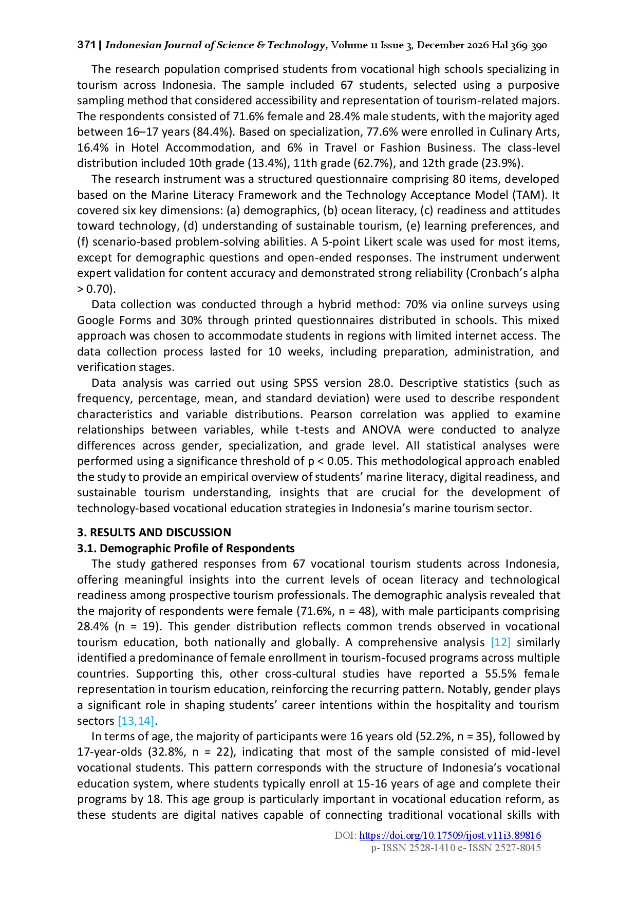 juris Technology Integration and Ocean Literacy in Vocational Tourism Education A Study in the Context of the Sustainable Development Goals SDGs