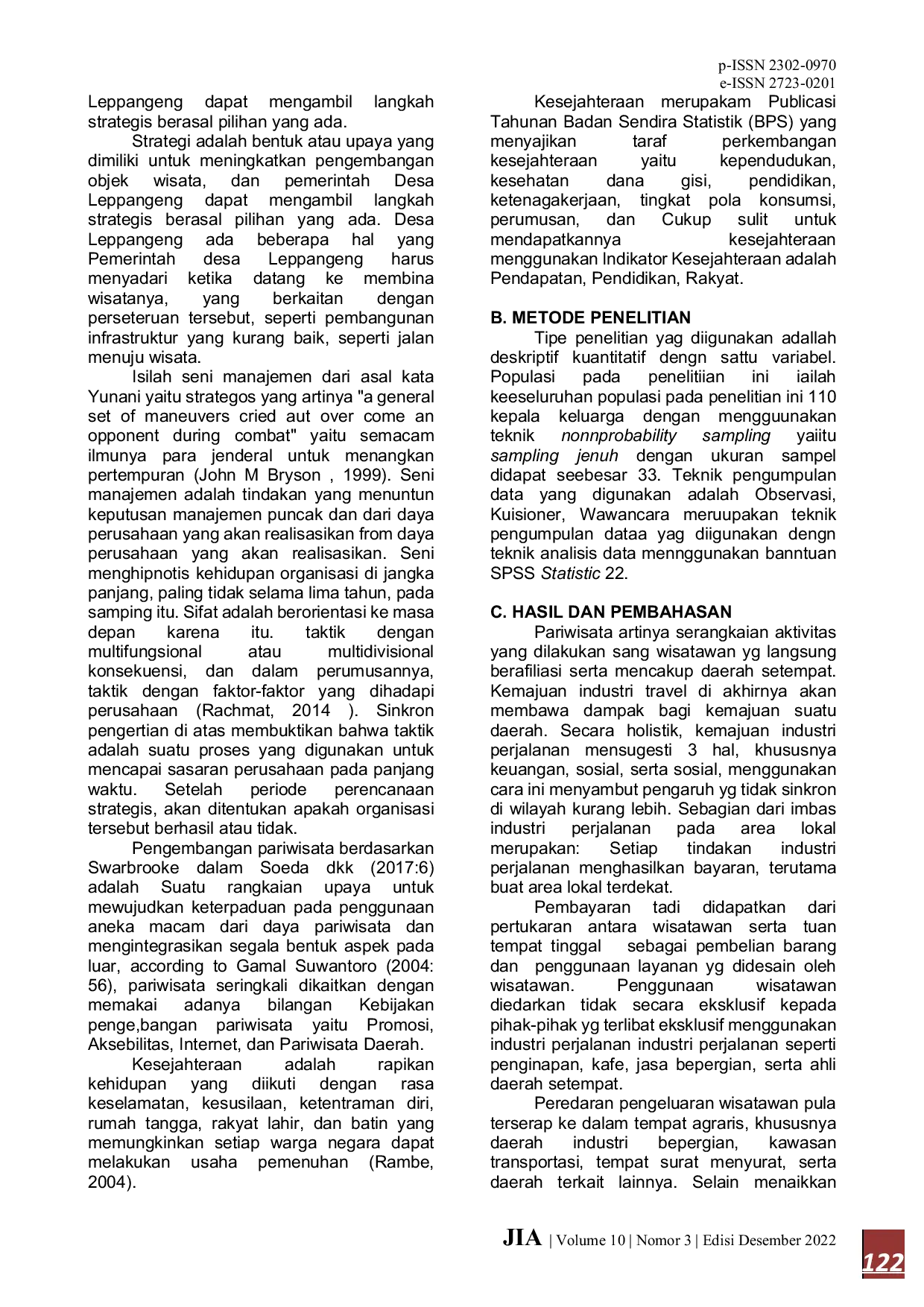 JURIS Strategi Pengembangan Sektor Pariwisata Terhadap Kesejahteraan Masyarakat Desa Leppangeng Kecamatan Pitu Riase Kabupaten Sidenreng Rappang