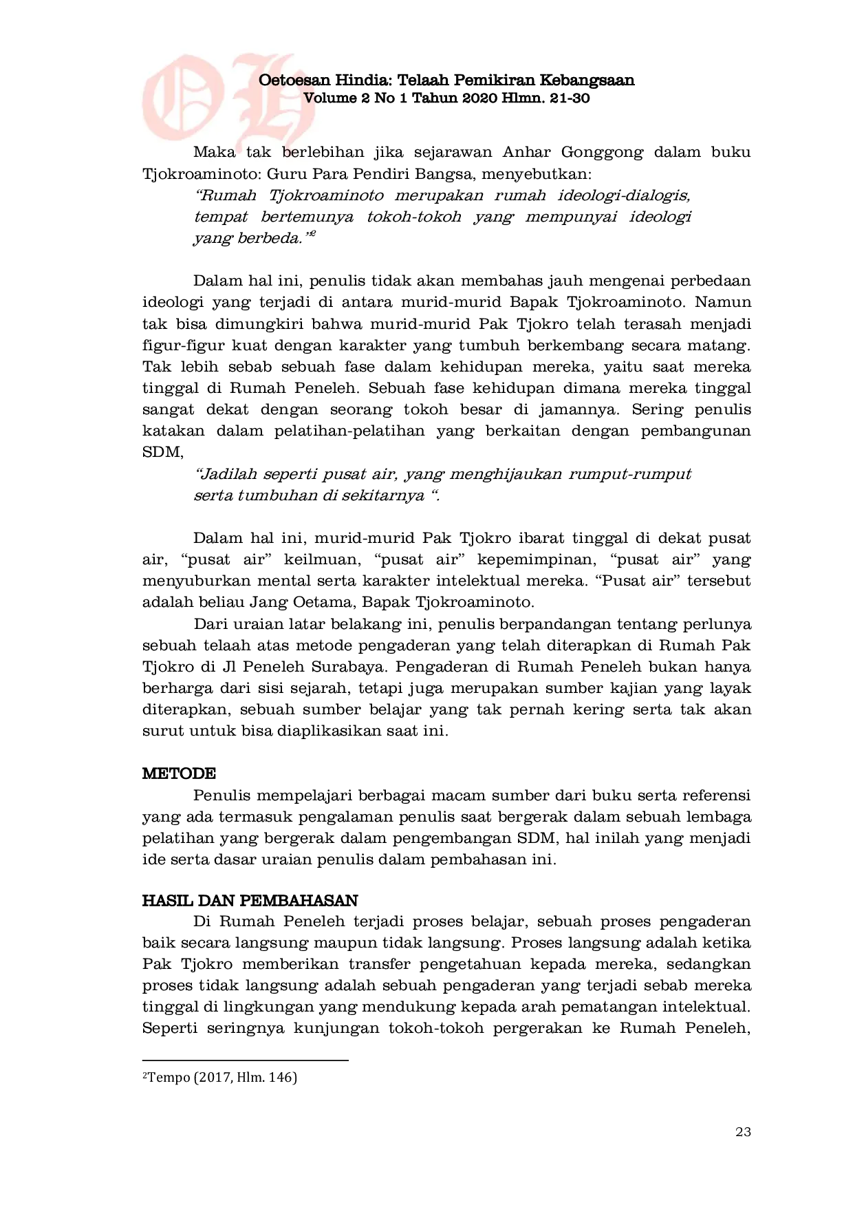 JURIS Rumah peneleh sebagai rumah pengaderan sebuah tinjauansejarah dan aplikasi terhadap pembangunan sumber dayamanusia di indonesia