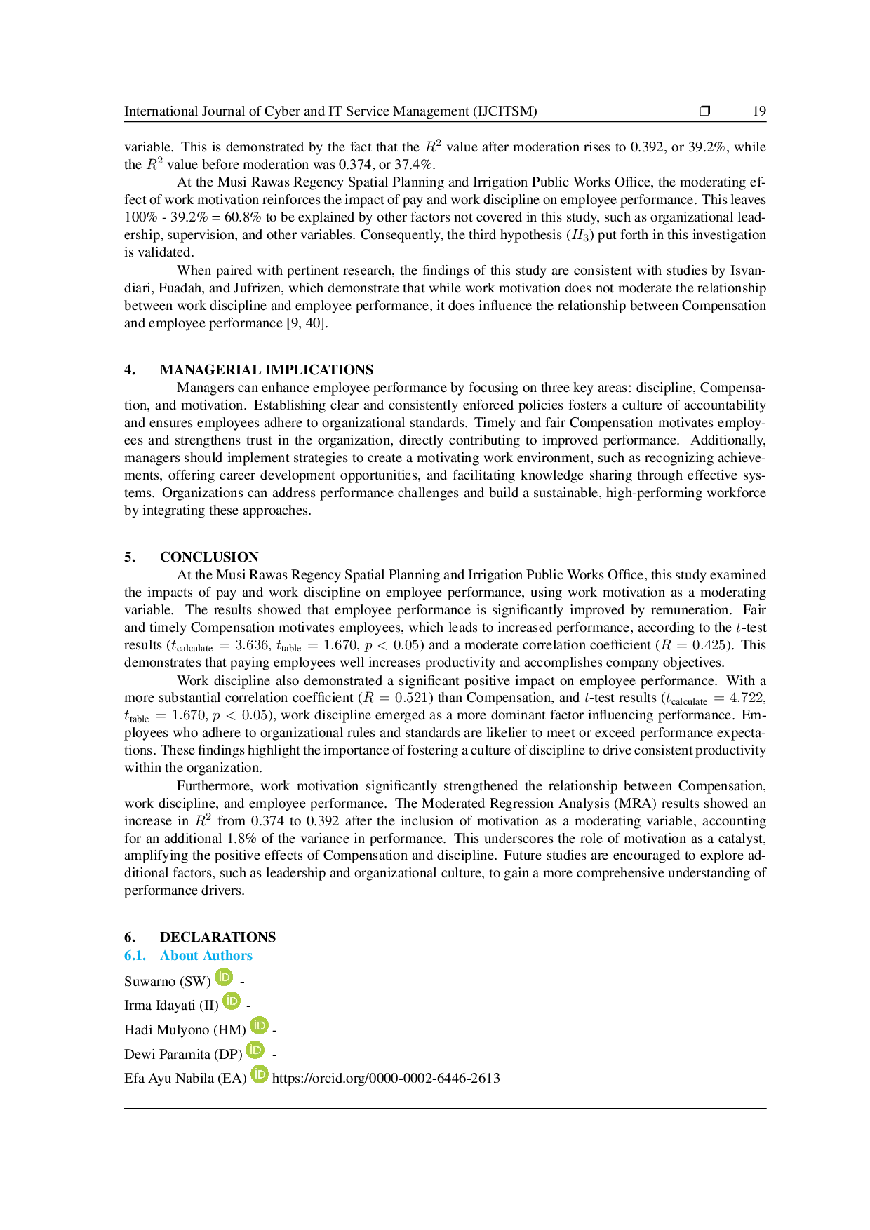 JURIS Impact of Motivation on Compensation and Discipline at Musi Rawas Public Works