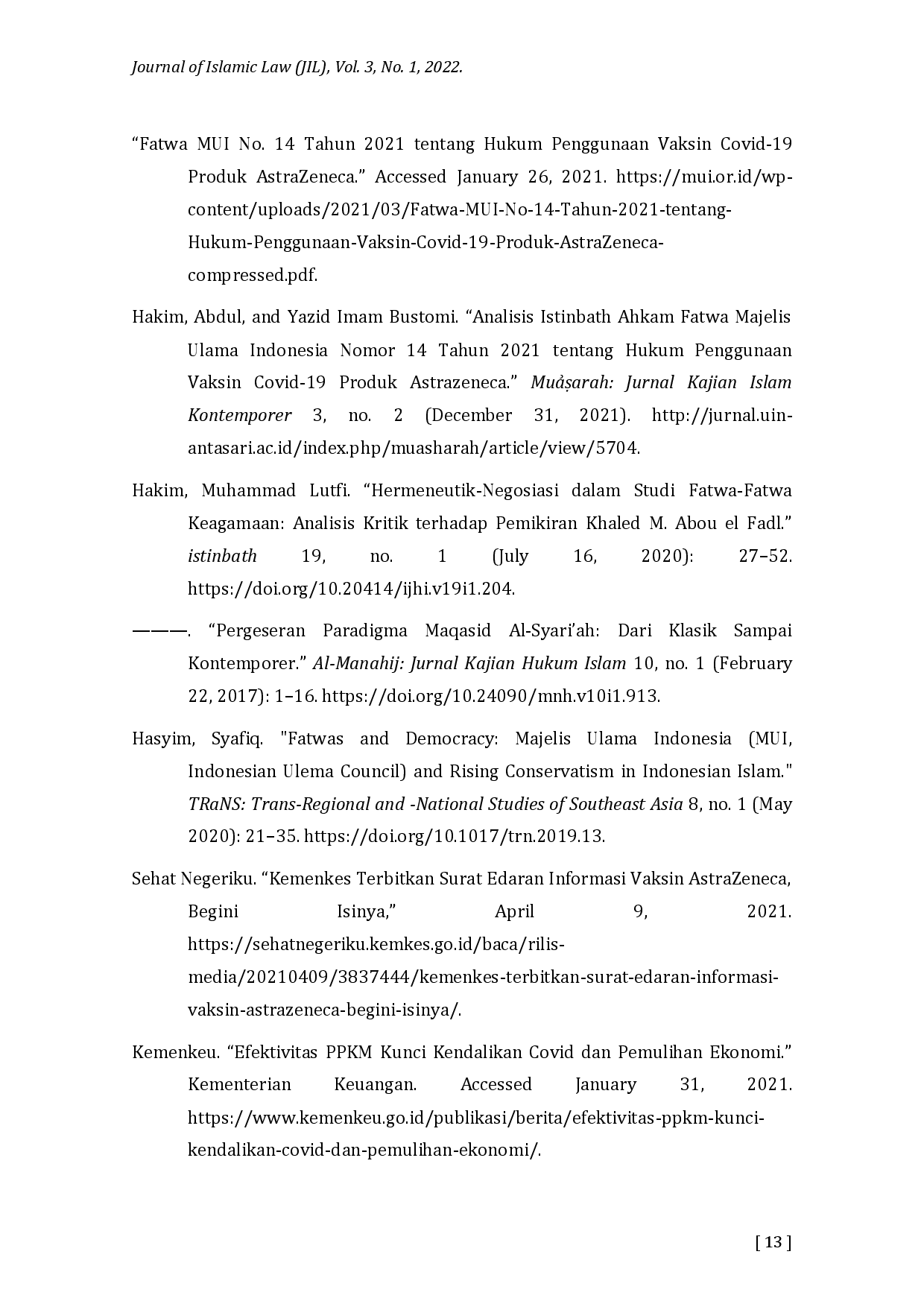 juris Legal Problems Using AstraZeneca Vaccine Hermeneutic Analysis of the Fatwa of the Indonesian Ulema Council