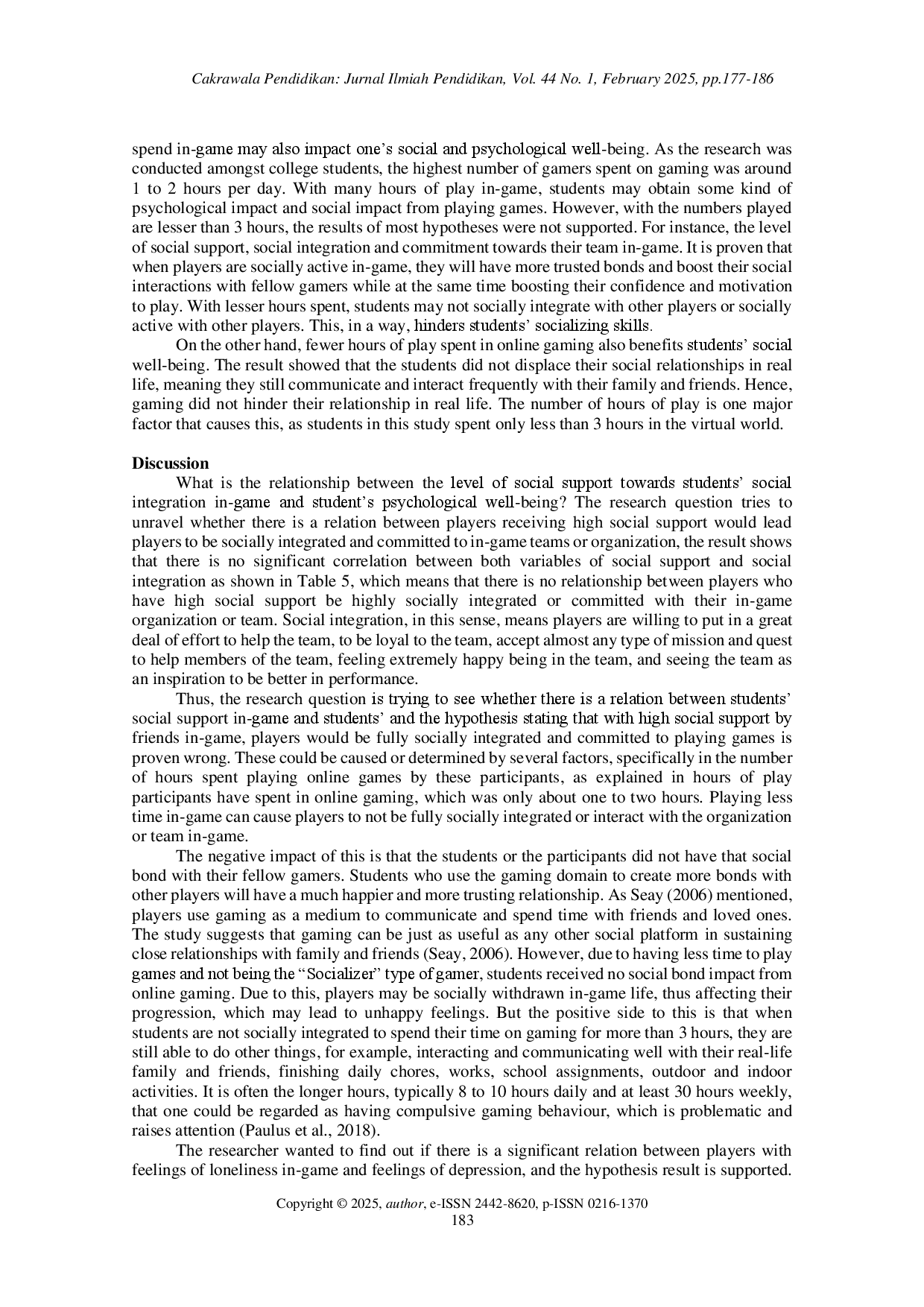 juris The impact of online gaming on psychological and social well being among college students in Brunei Darussalam