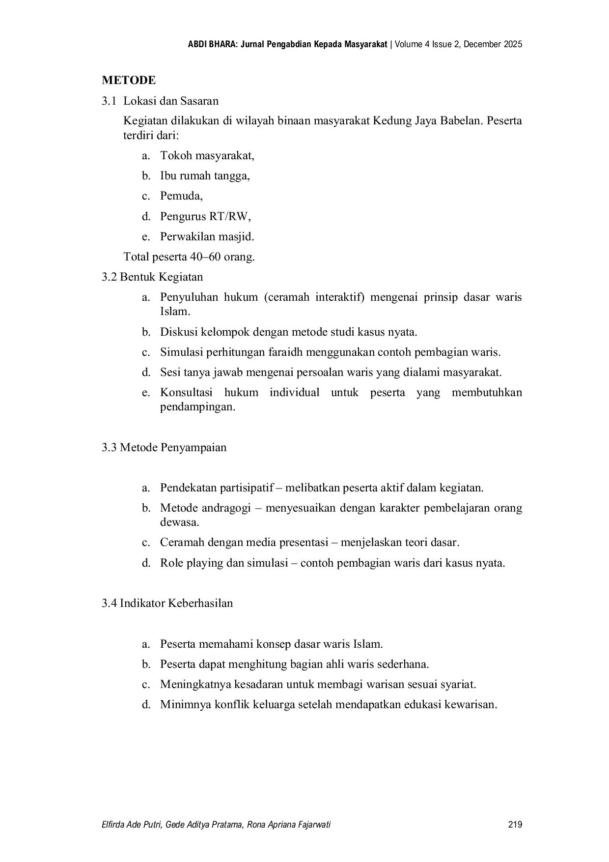 JURIS Penyuluhan Hukum Tentang Waris Islam Bagi Masyarakat Peningkatan Pemahaman Kepastian dan Keadilan dalam Pembagian Harta Warisan