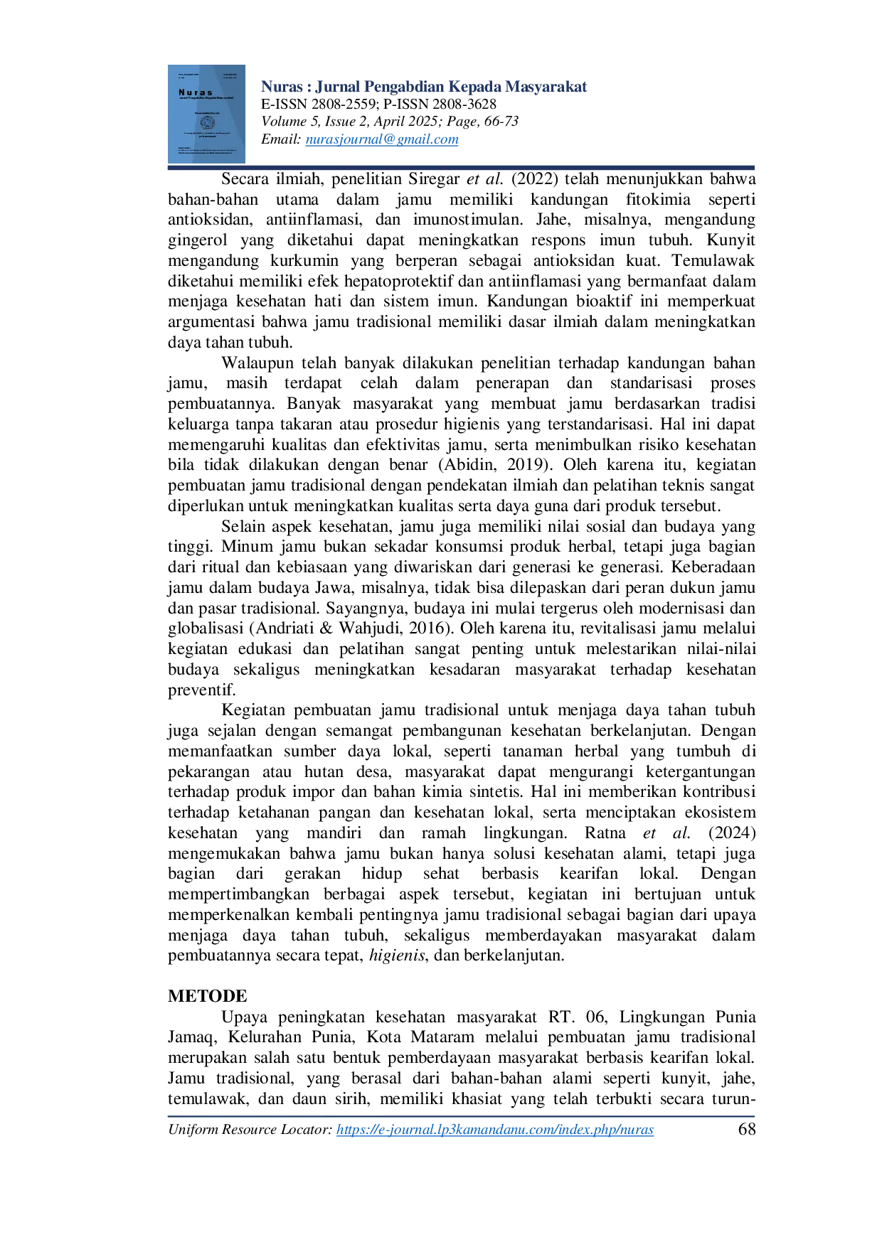 JURIS Pembuatan Jamu Tradisional untuk Menjaga Daya Tahan Tubuh