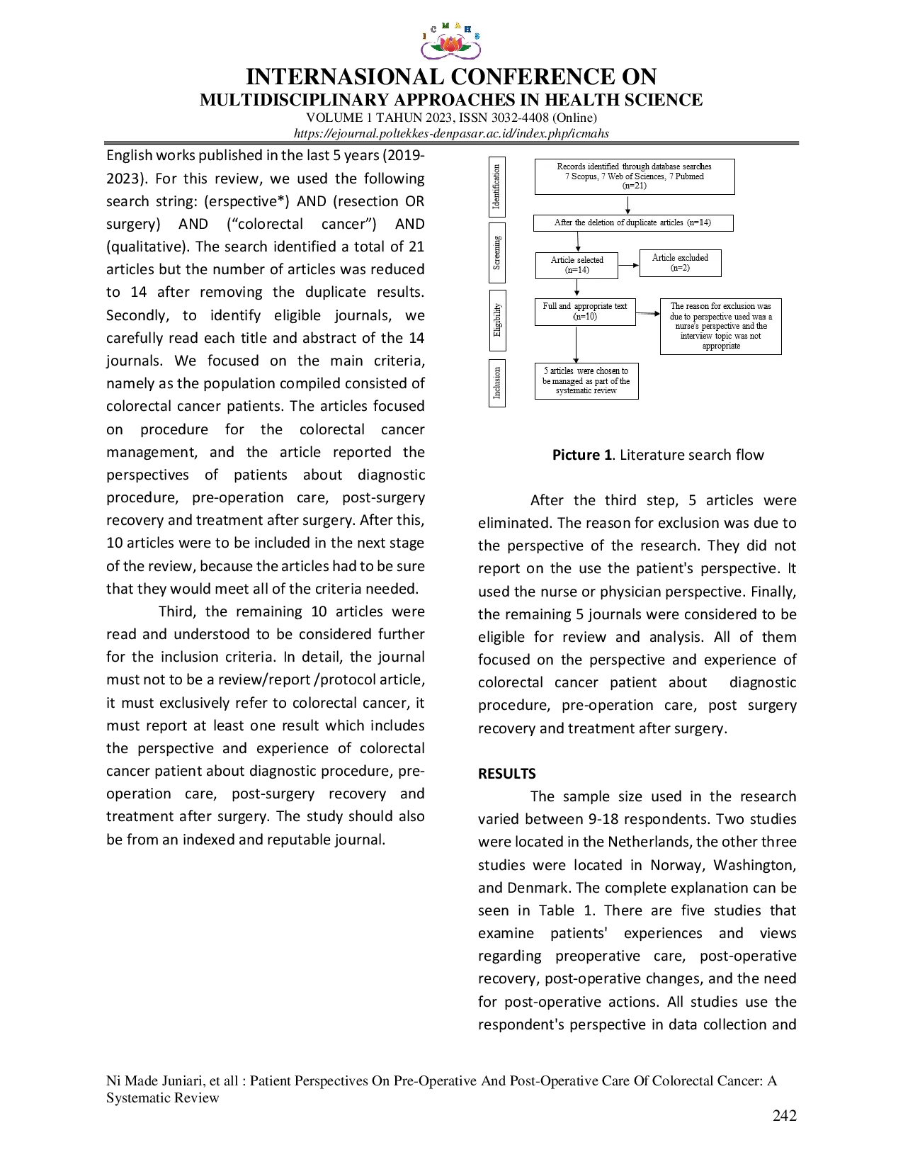 JURIS Patient Perspectives on Pre Operative and Post Operative Care of Colorectal Cancer a Systematic Review