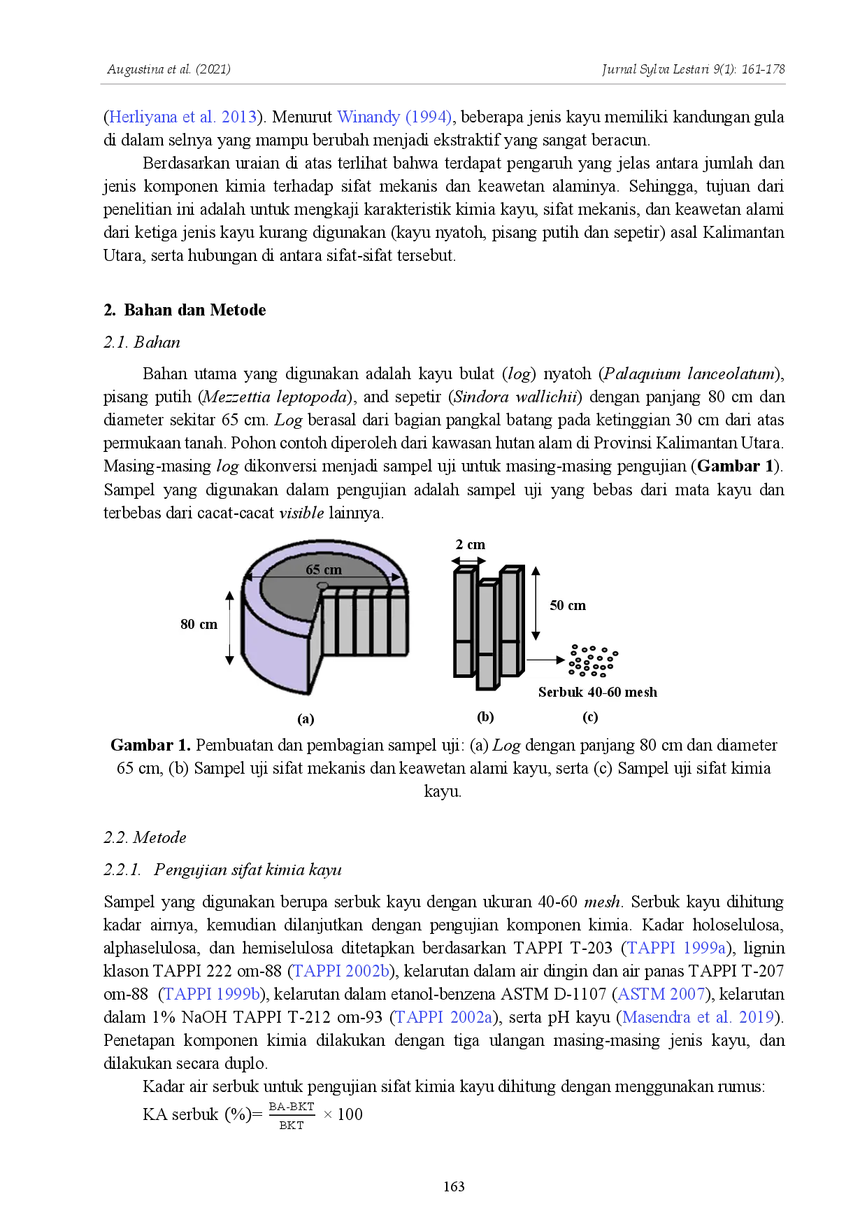 juris Pengaruh Karakteristik Kimia terhadap Sifat Mekanis dan Keawetan Alami Tiga Jenis Kayu Kurang Digunakan Effect of Chemical Characteristics on Mechanical and Natural Durability Properties of Three Les