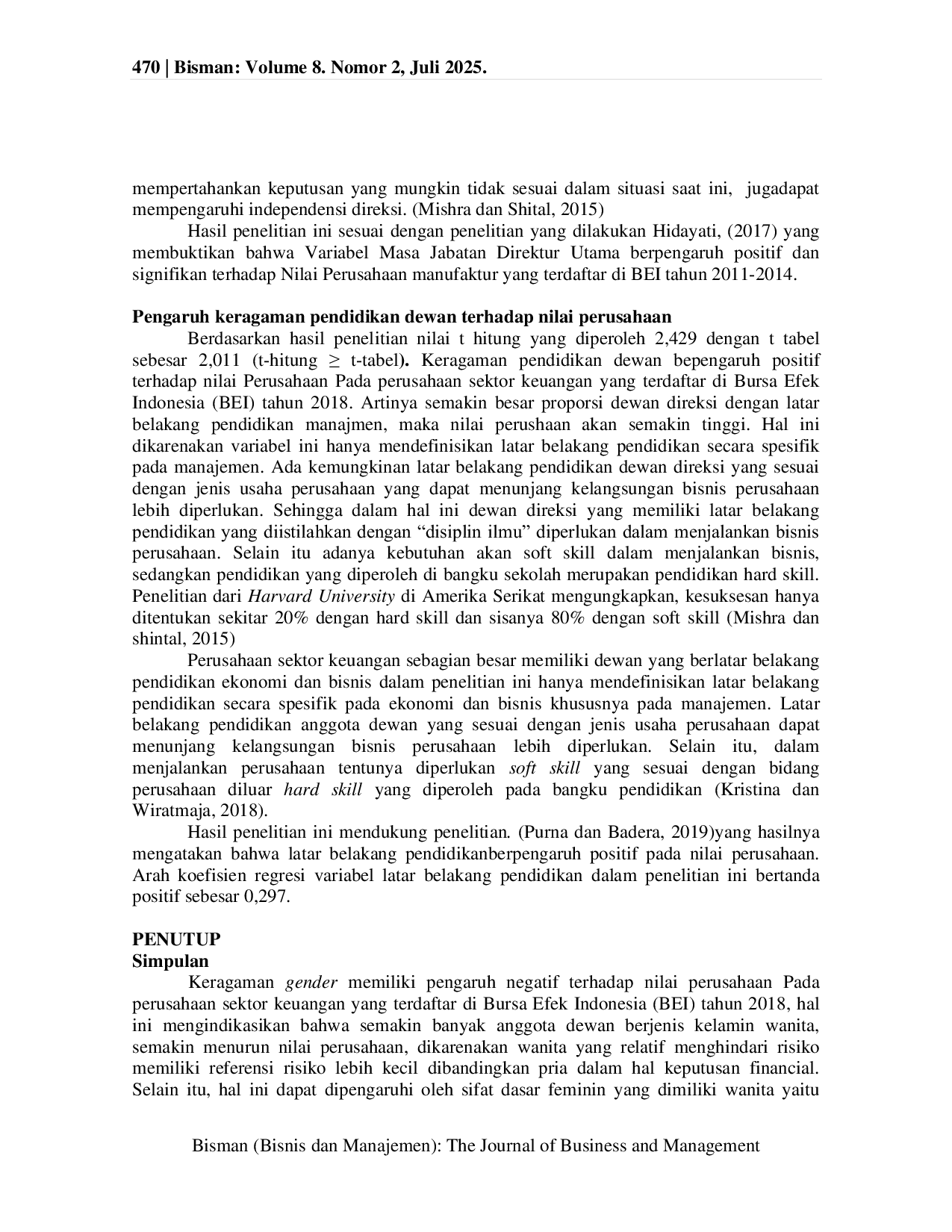 JURIS Pengaruh Gender Usia Regional Masa Jabatan Pendidikan terhadap Nilai Perusahaan pada Perusahaan Jasa Sektor Keuangan