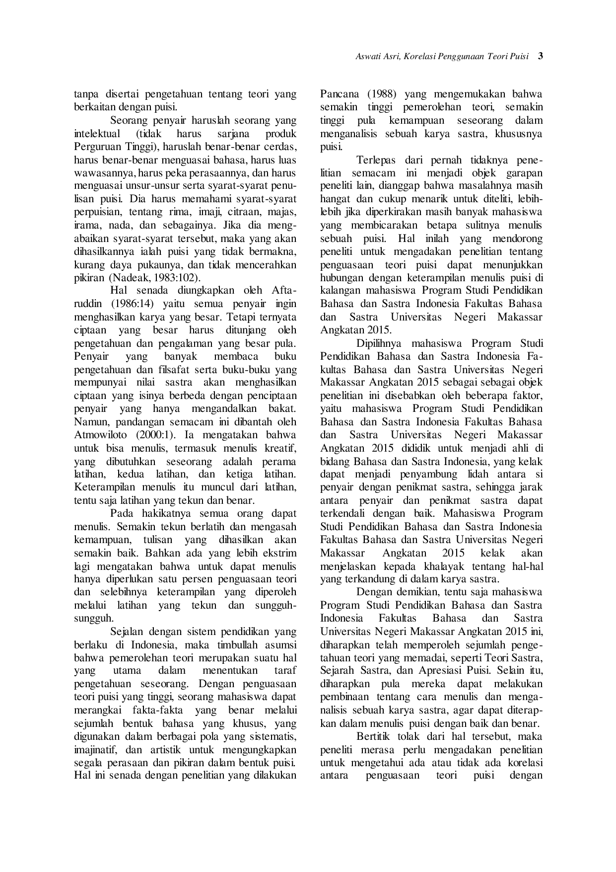 JURIS Korelasi Penguasaan Teori Puisi Dengan Keterampilan Menulis Puisi Mahasiswa Program Studi Pendidikan Bahasa Dan Sastra Indonesia Fakultas Bahasa Dan Sastra Universitas Negeri Makassar Angkatan 2015