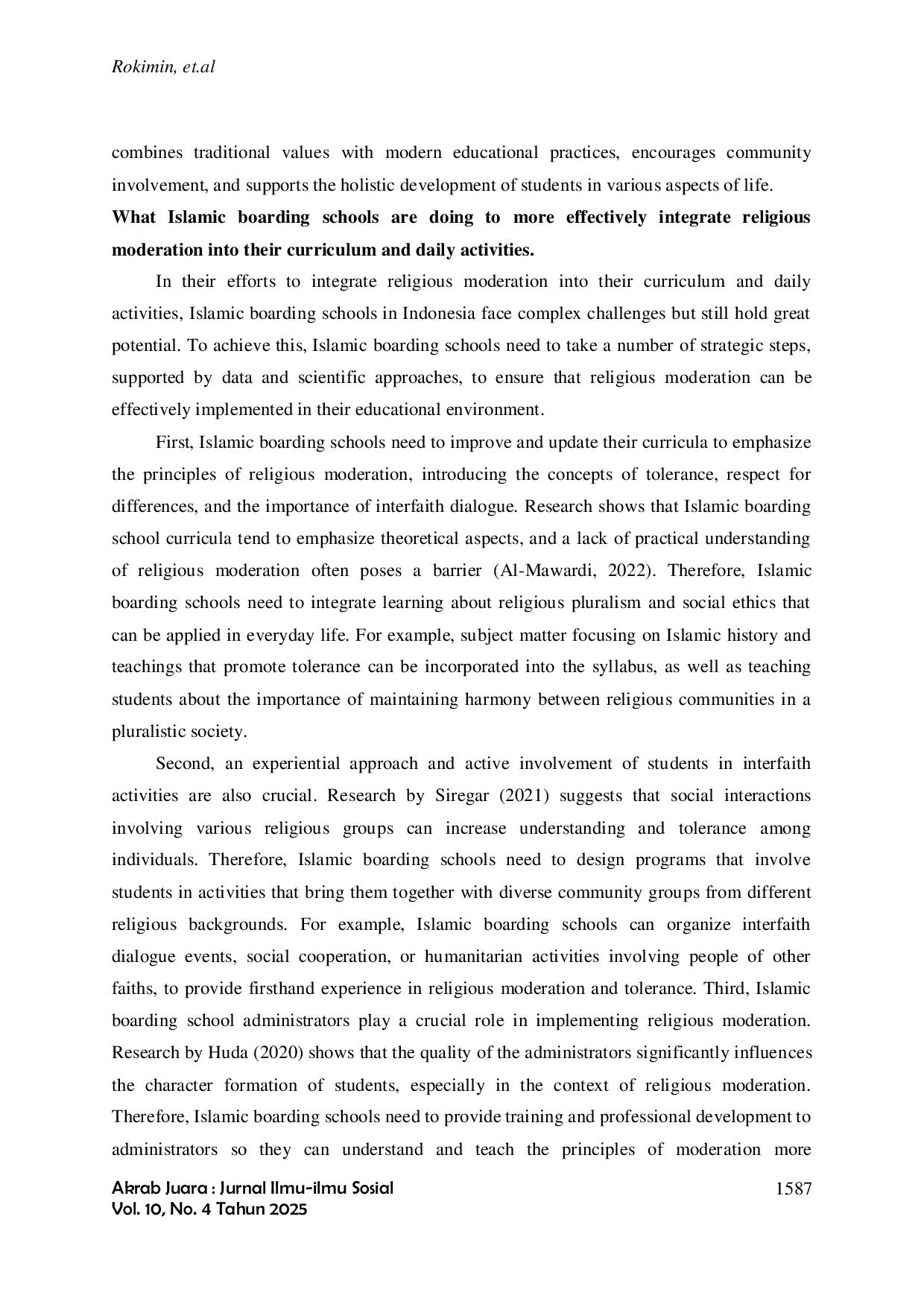 JURIS Strengthening Religious Moderation in Islamic Boarding Schools Countering Radicalization Through Tolerance and Nationality Based Education