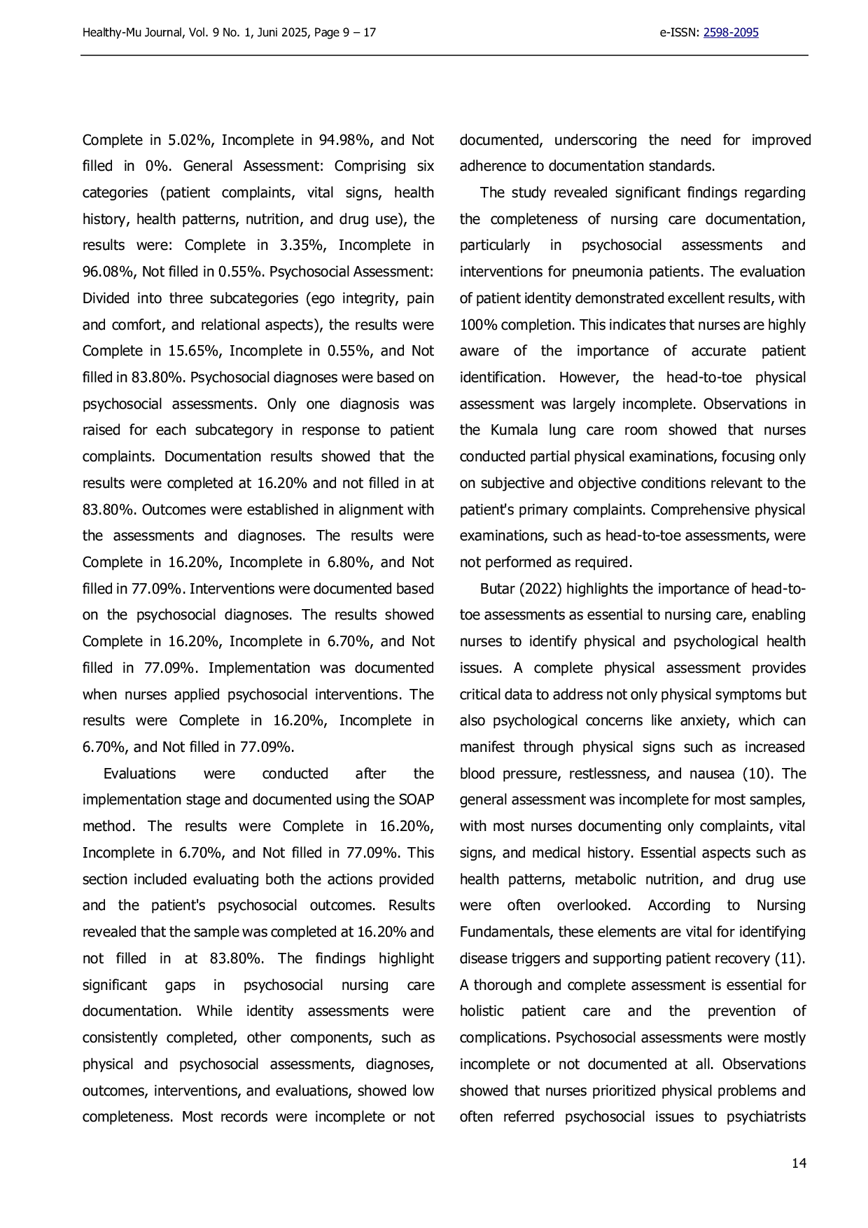 JURIS Implementation of Psychosocial Nursing Care Documentation For Pneumonia Patients A Secondary Data Analysis in an Indonesian Hospital
