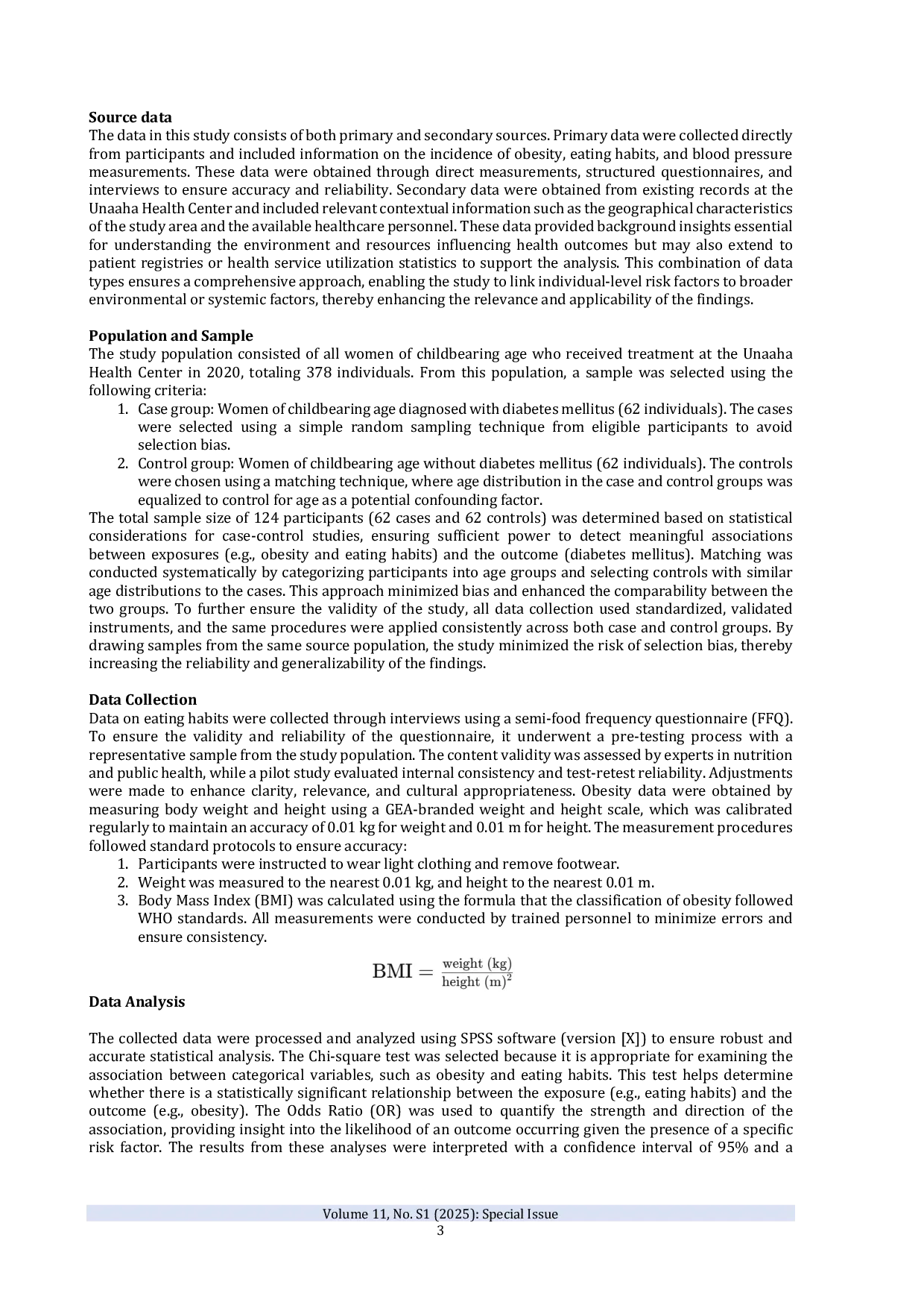 JURIS Faktor Risiko Diabetes Mellitus Tipe 2 pada Wanita Usia Subur di Pusat Kesehatan Masyarakat Unaaha Kabupaten Konawe