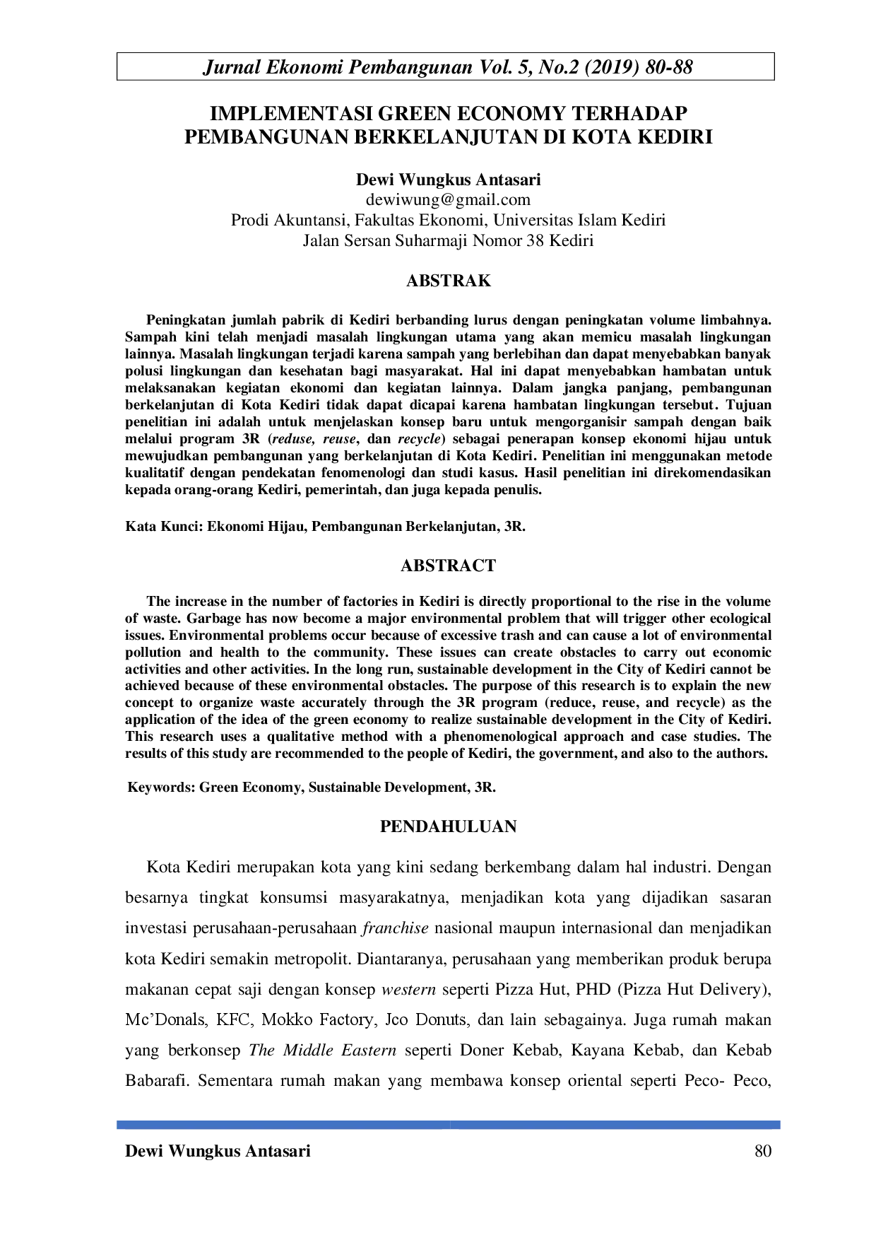 juris Implementasi Green Economy Terhadap Pembangunan Berkelanjutan di Kota Kediri