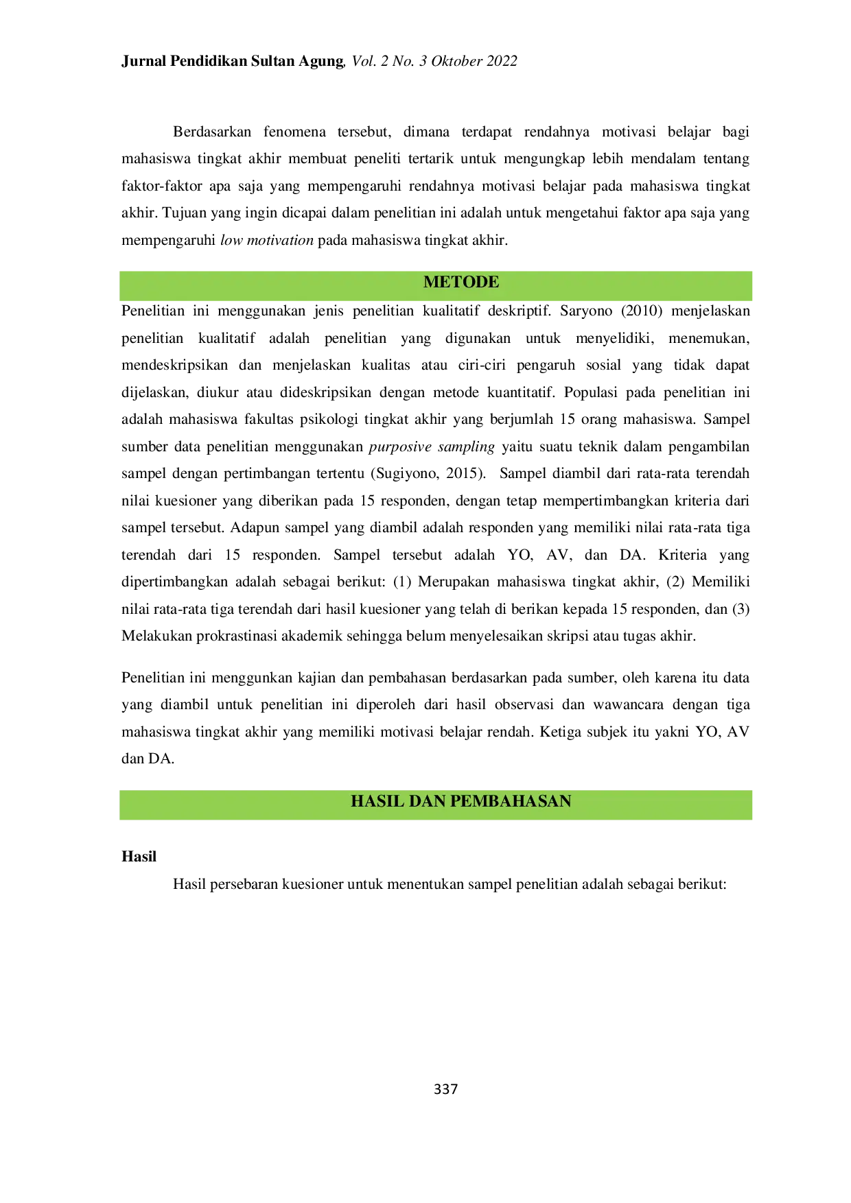 JURIS Low Motivation Pada Mahasiswa Tingkat Akhir