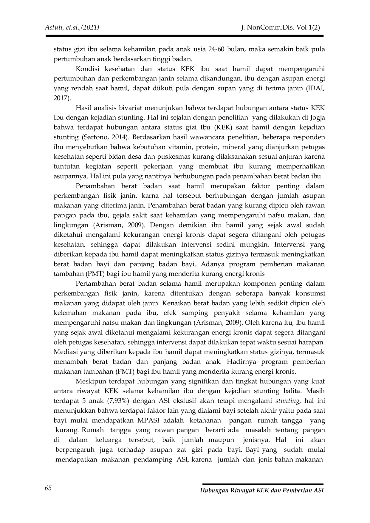 JURIS Hubungan Riwayat KEK dan Pemberian ASI Ekslusif dengan Kejadian Stunting pada Balita Usia 24 60 Bulan di Kabupaten Pasaman Tahun 2020