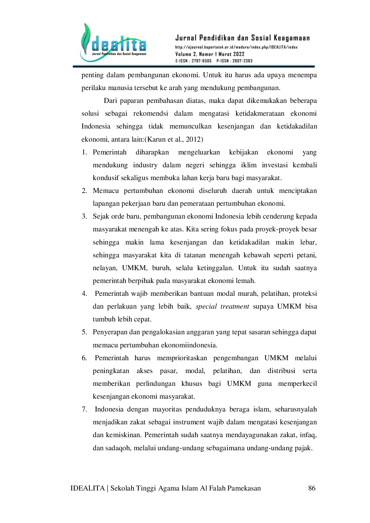 JURIS Pertumbuhan Ekonomi Dan Pemerataan Ekonomi Perspektif Ekonomi Syariah