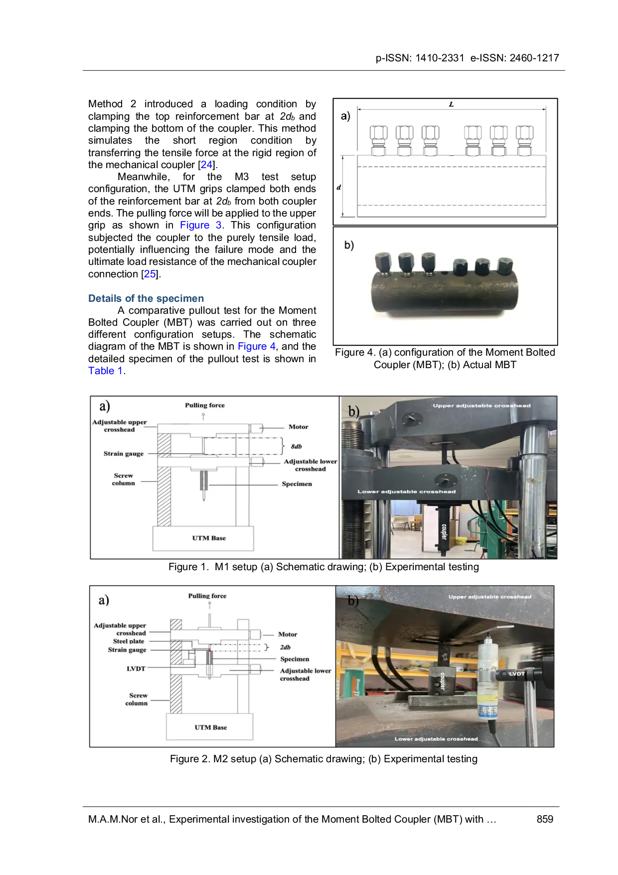 JURIS Experimental investigation of the Moment Bolted Coupler MBT with steel on the bond strength under different monotonic pull out tests