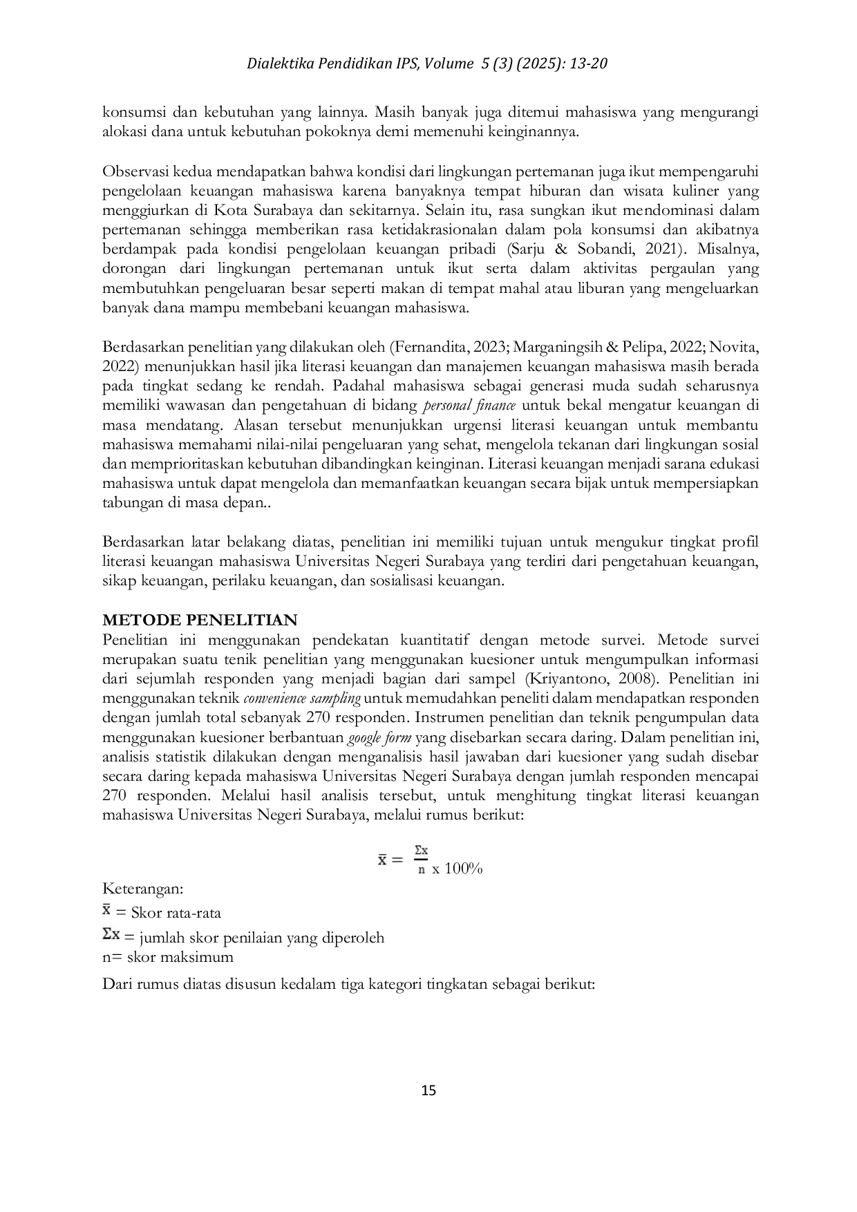 JURIS Tingkat Literasi Keuangan Mahasiswa Universitas Negeri Surabaya
