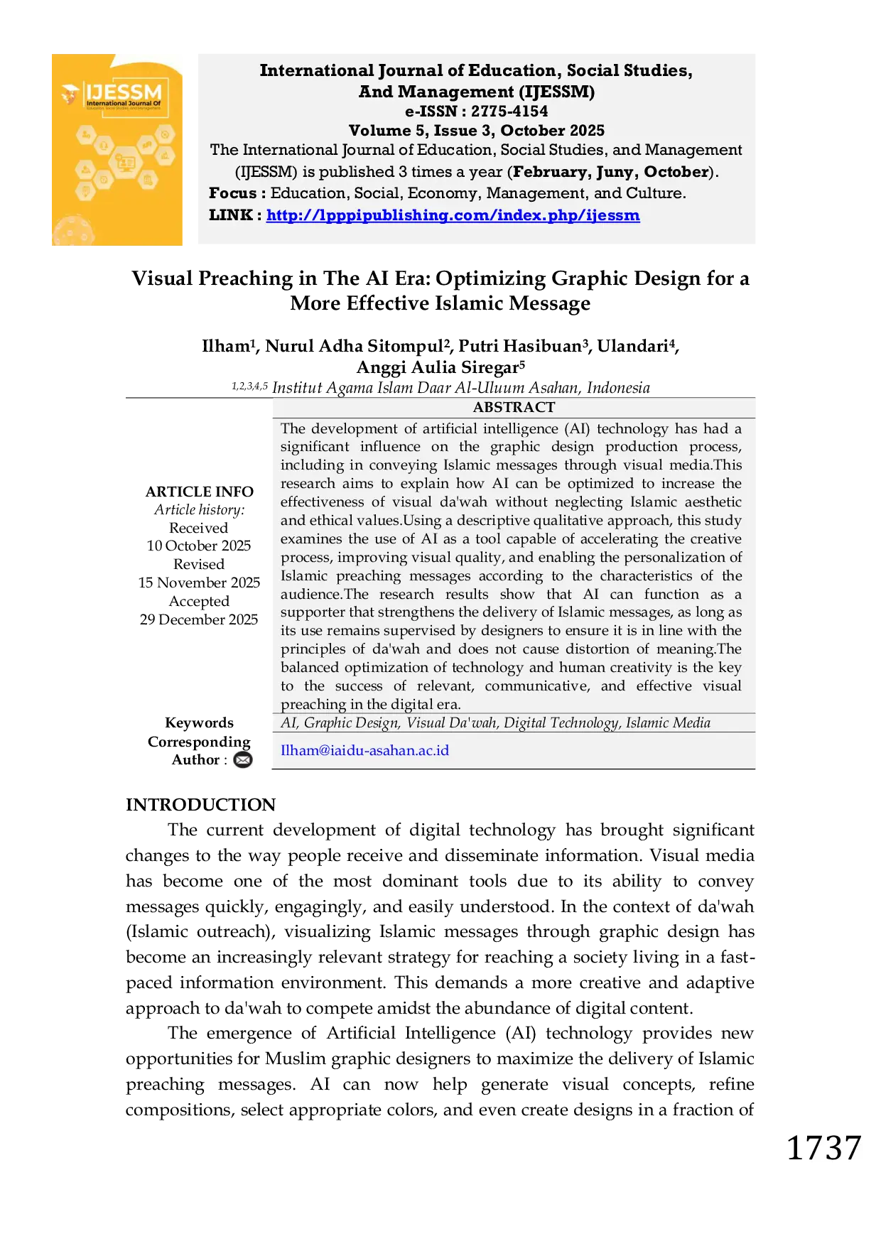 JURIS Visual Preaching in The AI Era Optimizing Graphic Design for a More Effective Islamic Message