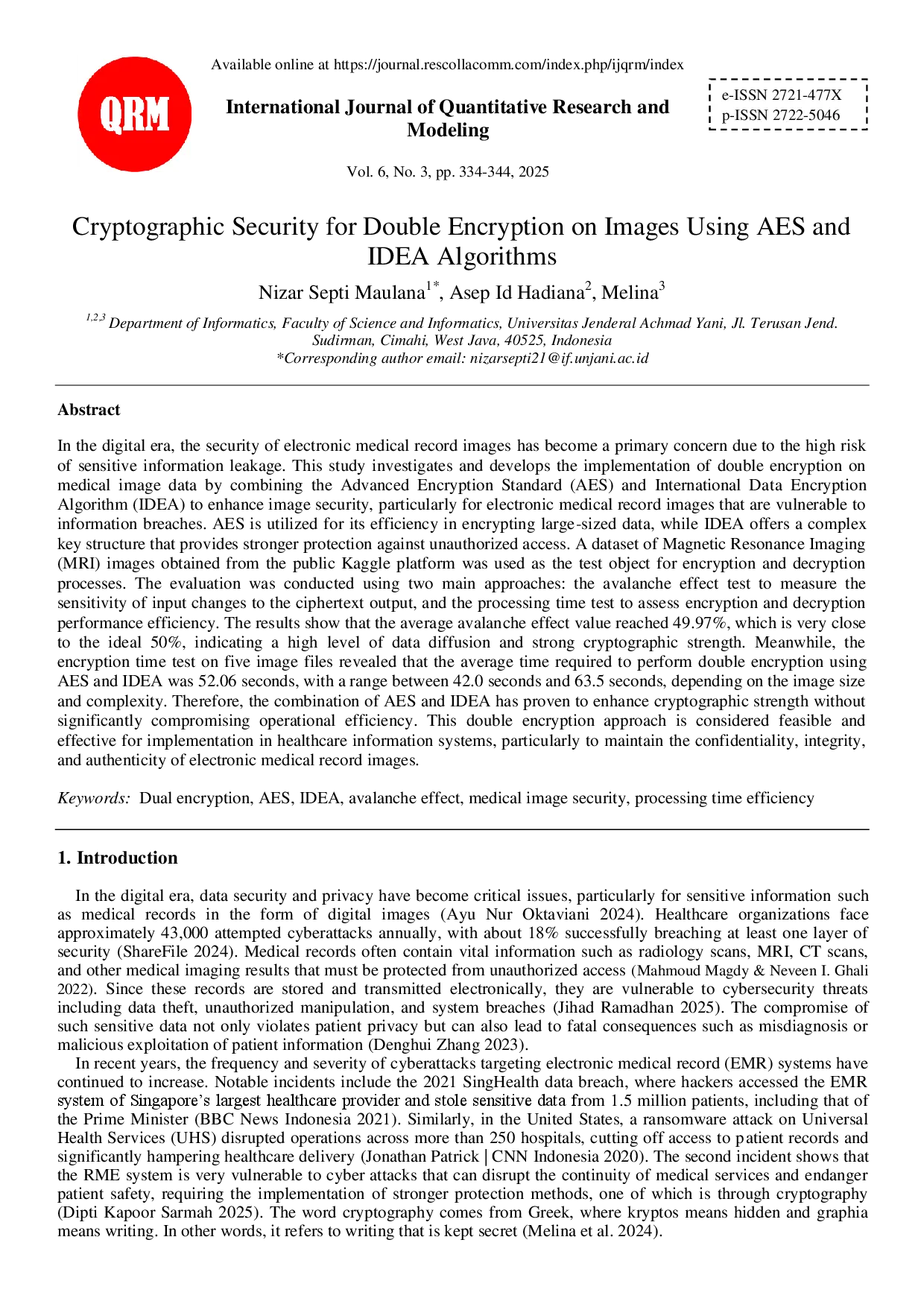 juris Cryptographic Security for Double Encryption on Images Using AES and IDEA Algorithms