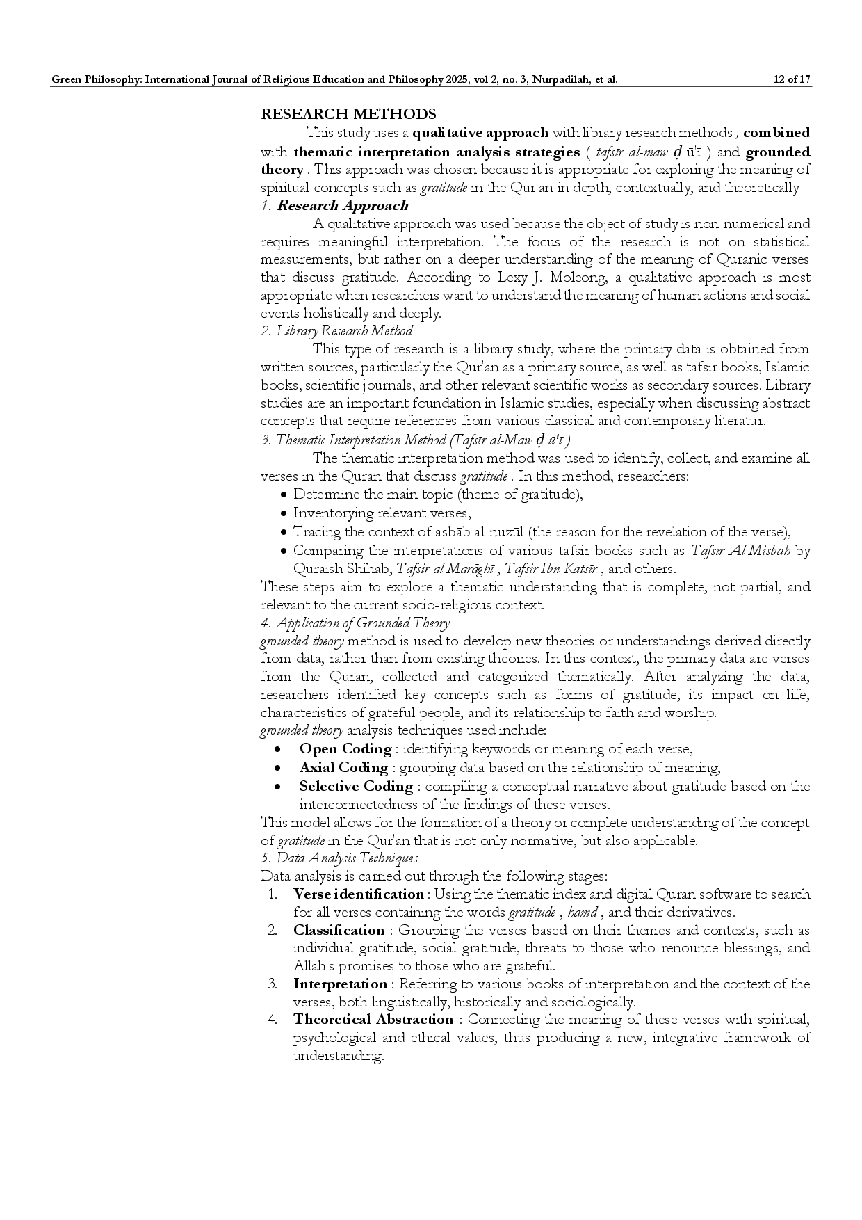 juris Gratitude in the Qur an A Thematic Qur anic Study with a Grounded Theory Approach