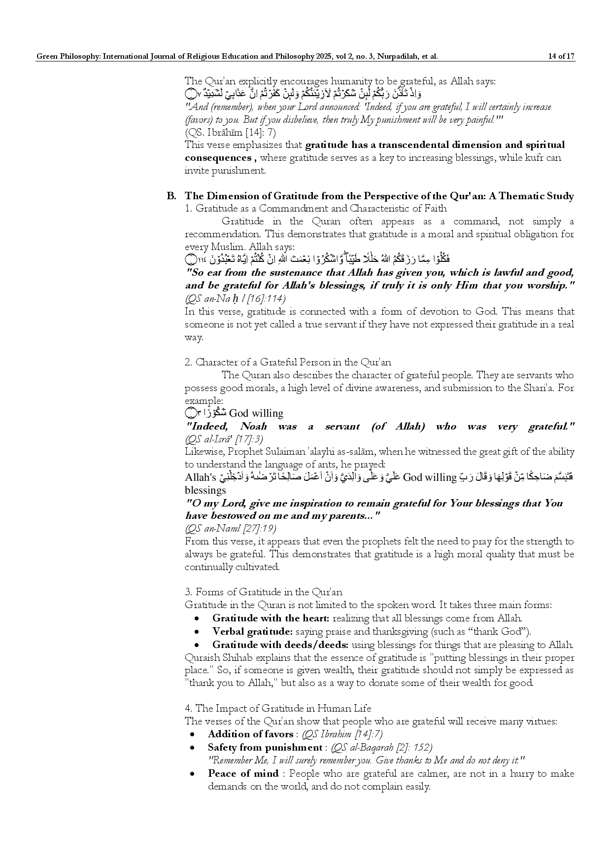 juris Gratitude in the Qur an A Thematic Qur anic Study with a Grounded Theory Approach