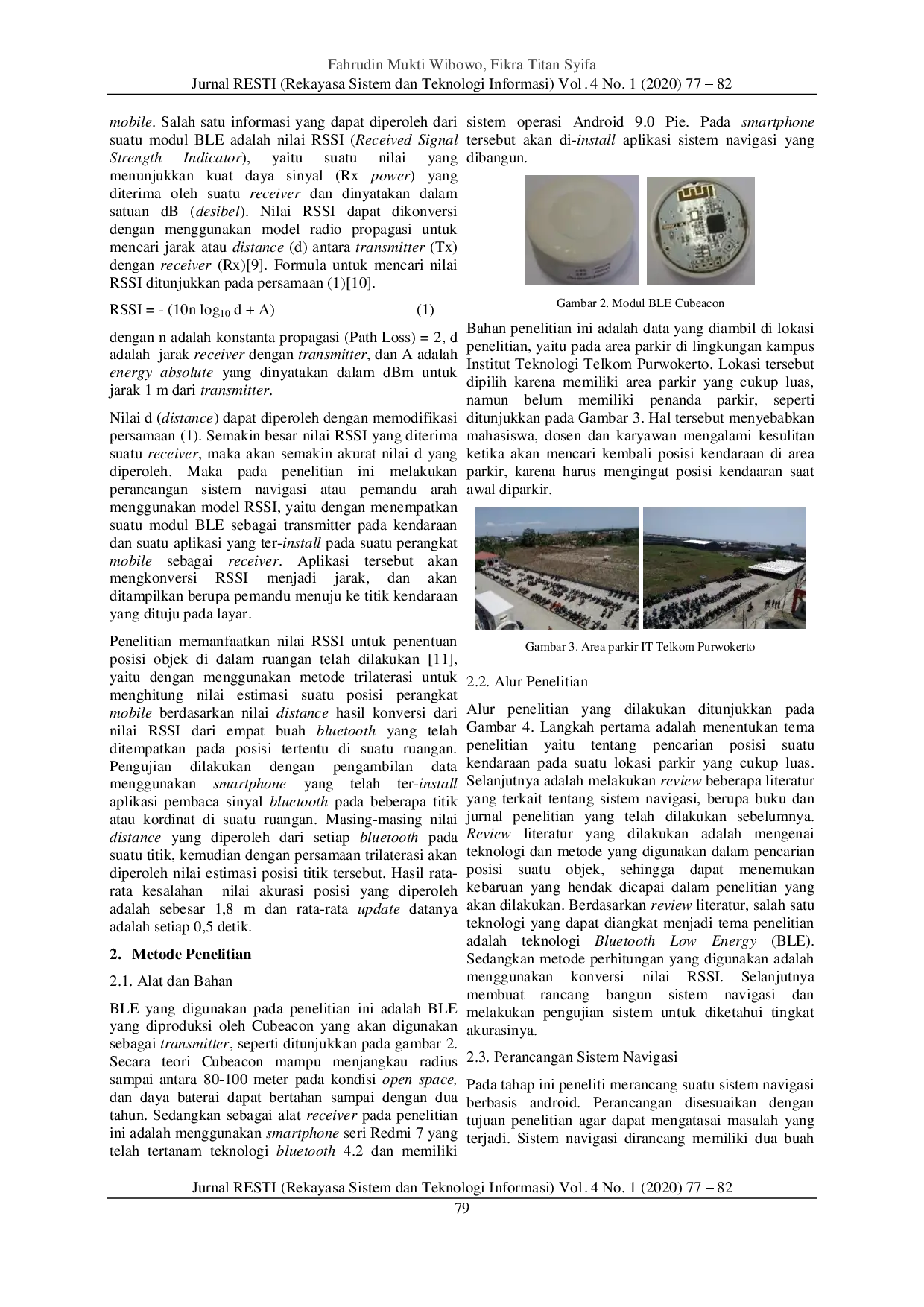 juris Rancang Bangun Sistem Pencarian Posisi Kendaraan di Area Parkir Menggunakan Teknologi Bluetooth