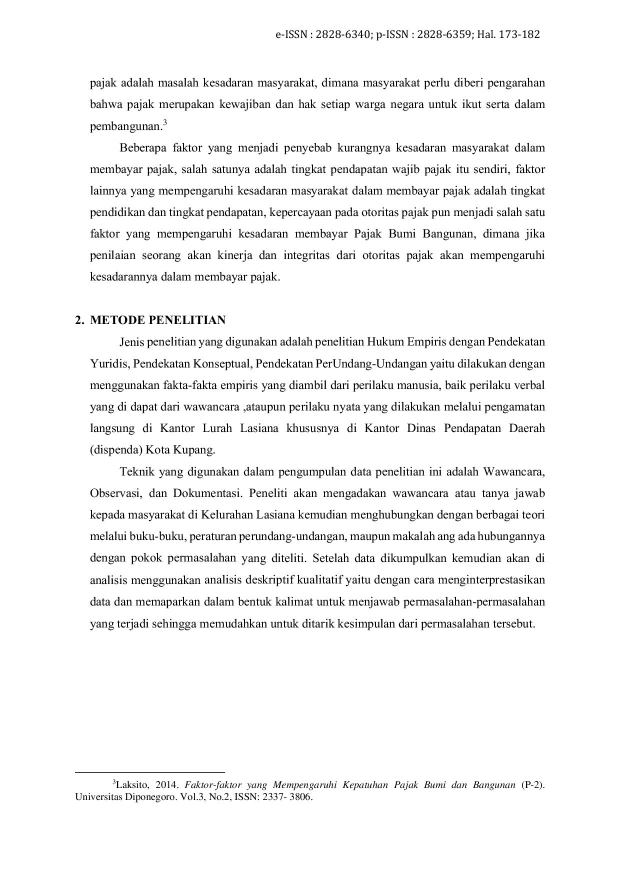 JURIS Tingkat Kesadaran Hukum Masyarakat dalam Membayar Pajak Bumi dan Bangunan Perkotaan di Kelurahan Lasiana Kota Kupang