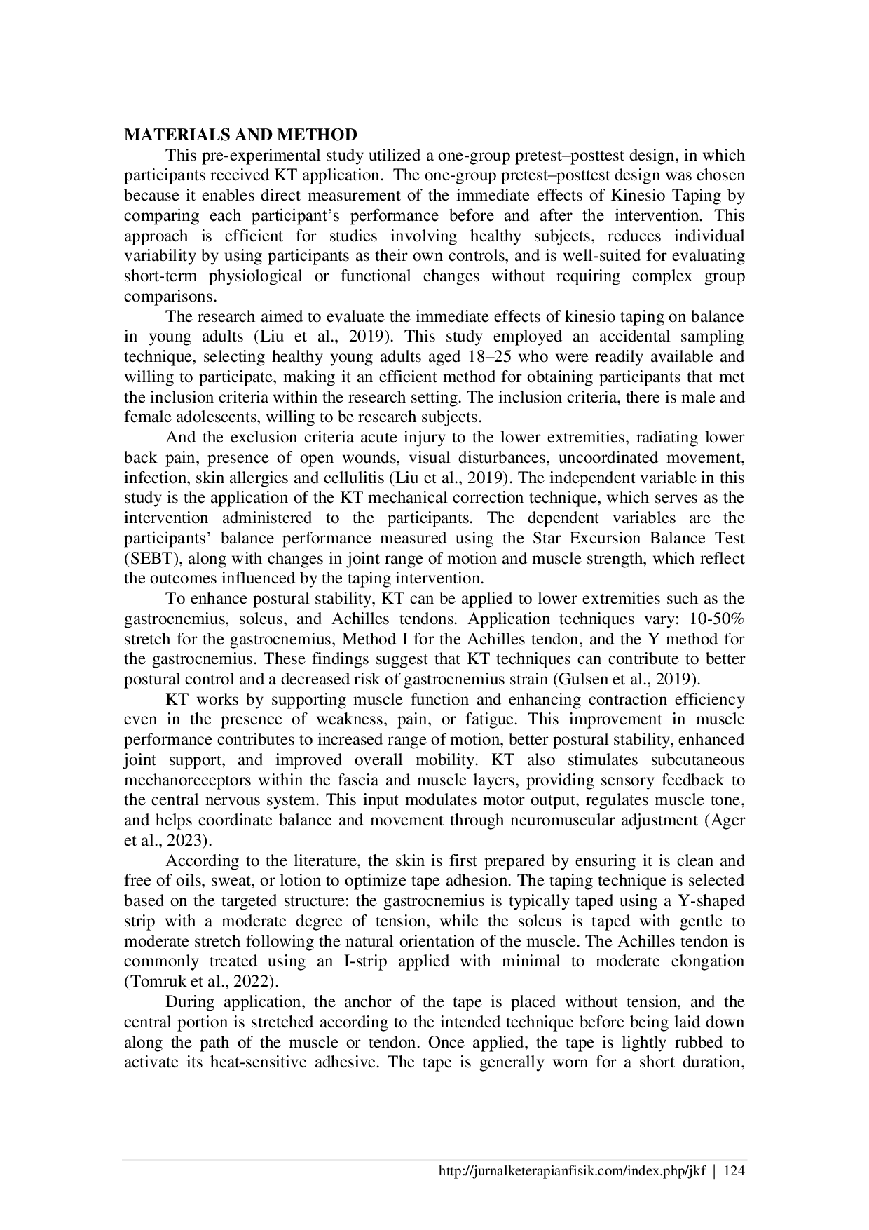 JURIS Direct Effect of Using Kinesio Taping KT on Balance in Young People