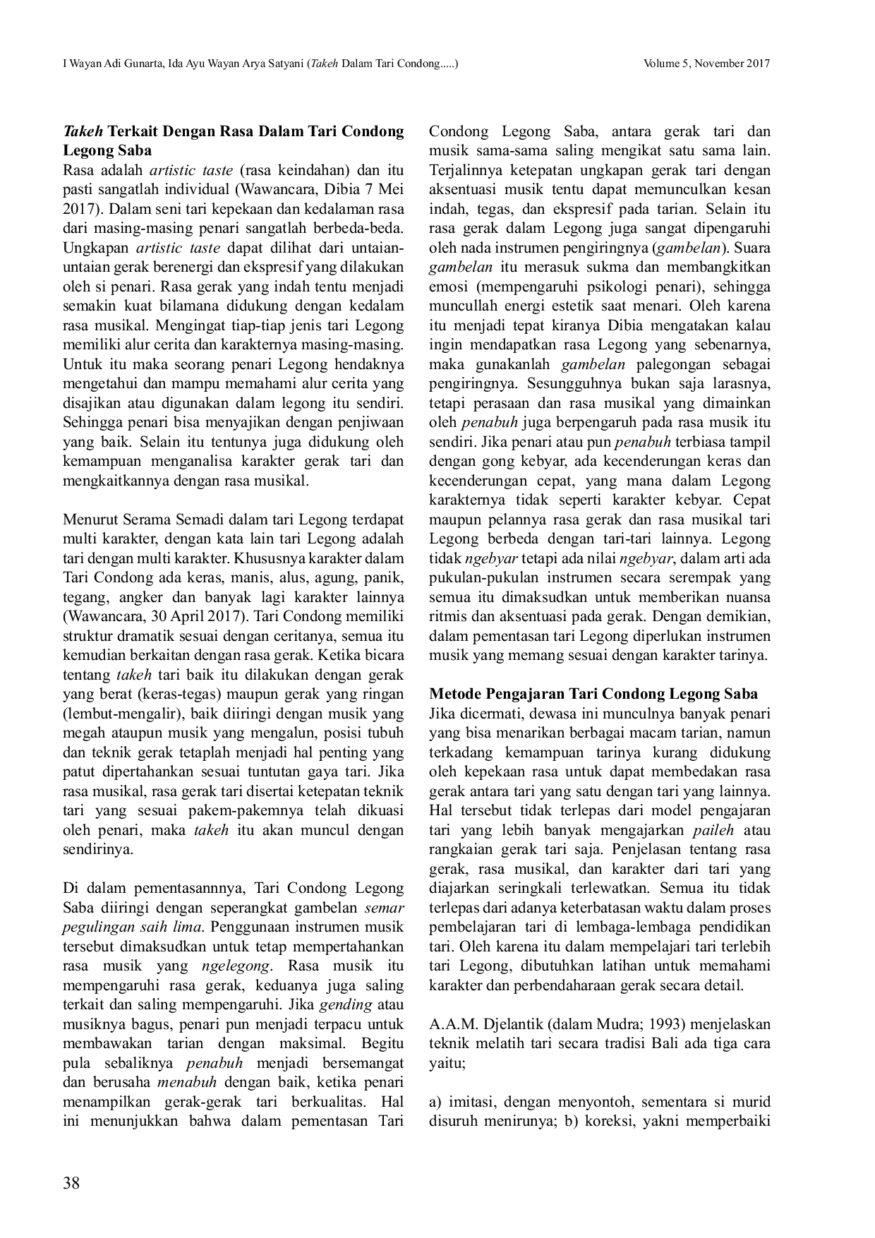 JURIS Takeh Dalam Tari Condong Legong Saba Teknik Gaya Dan Rasa