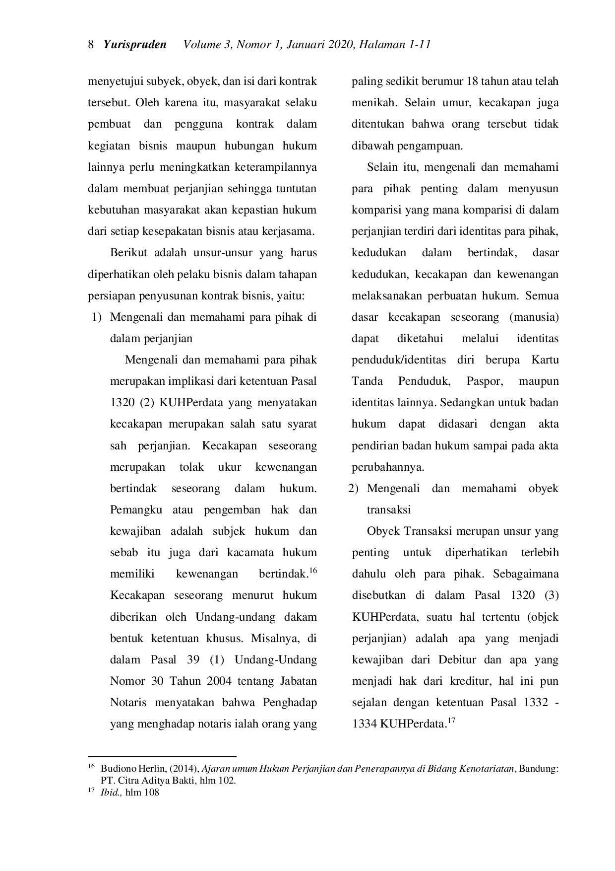 juris Urgensi Pelaksanaan Tahapan Persiapan Penyusunan Kontrak Oleh Pelaku Bisnis Dalam Mengkonstruksi Hubungan Bisnis