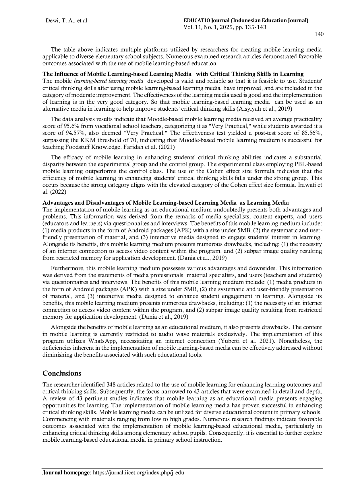 JURIS Literature review the efficacy of mobile learning media in enhancing critical thinking skills among elementary school students