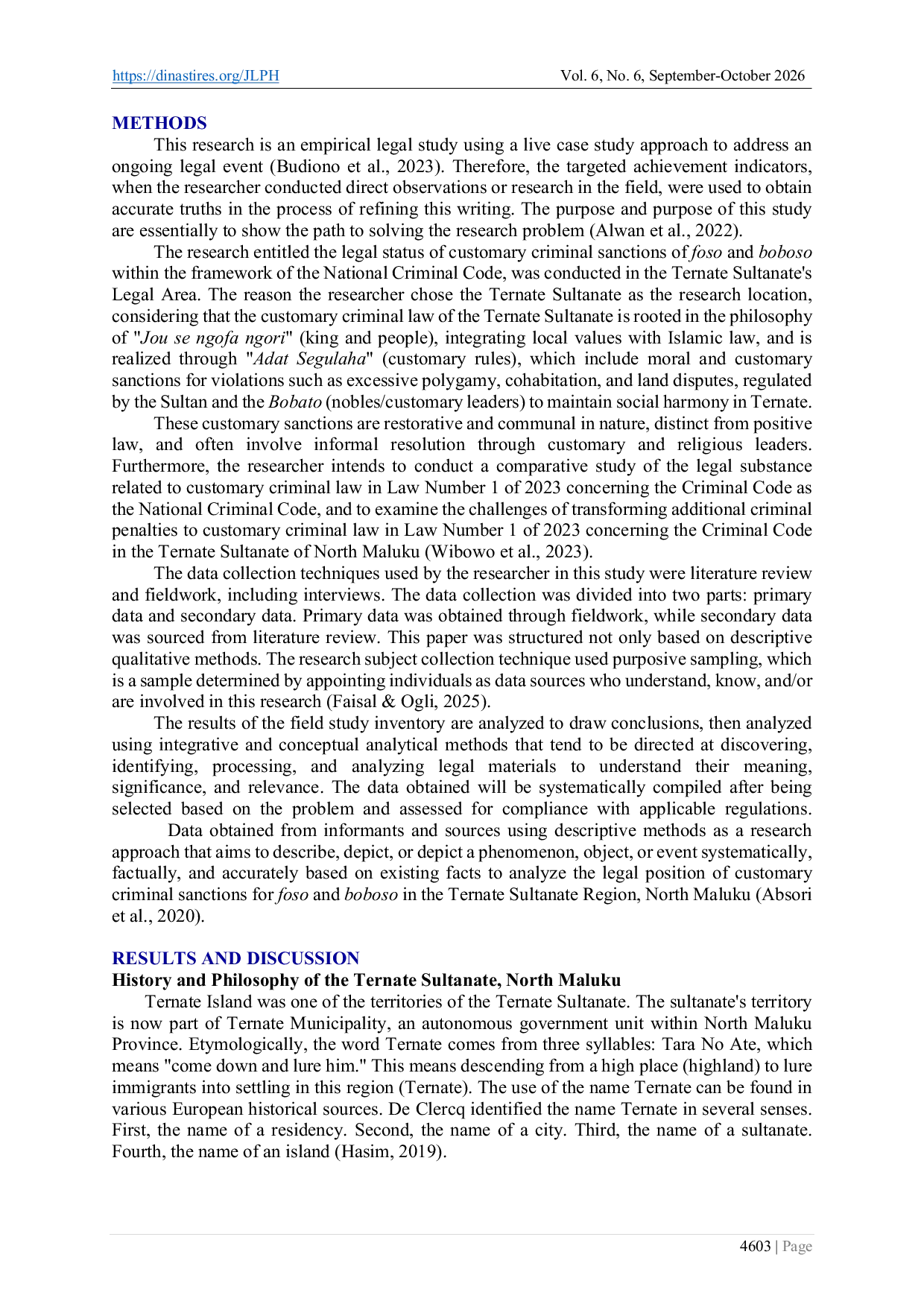 JURIS The Legal Position of Foso and Boboso Customary Criminal Sanctions within the Framework of the National Criminal Code in the Jurisdiction of the Sultanate of Ternate