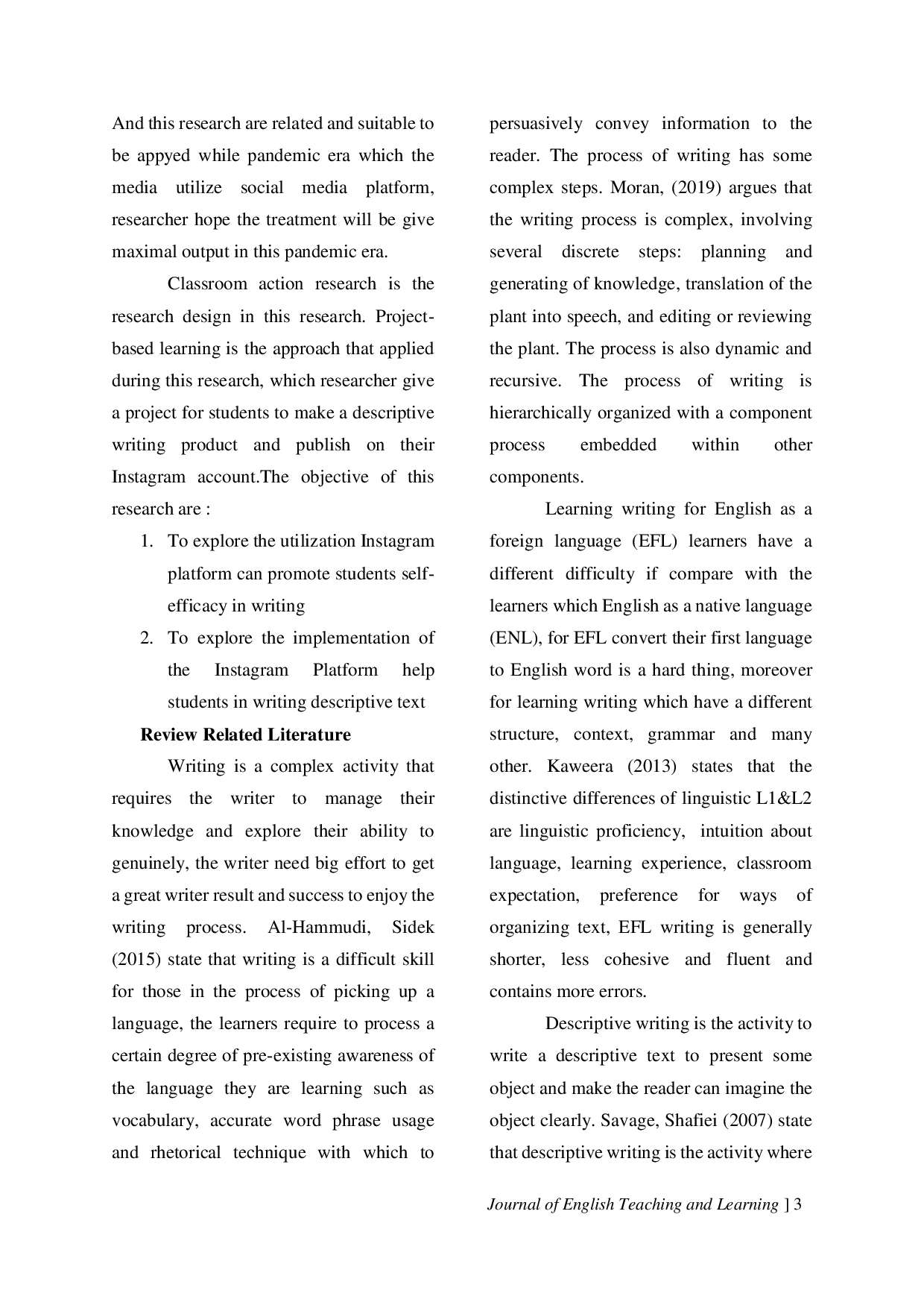 JURIS Utilizing Instagram As Pedagogical Tools To Promote Students Self Efficacy In Writing Descriptive In The First Grade Of Senior Hight School