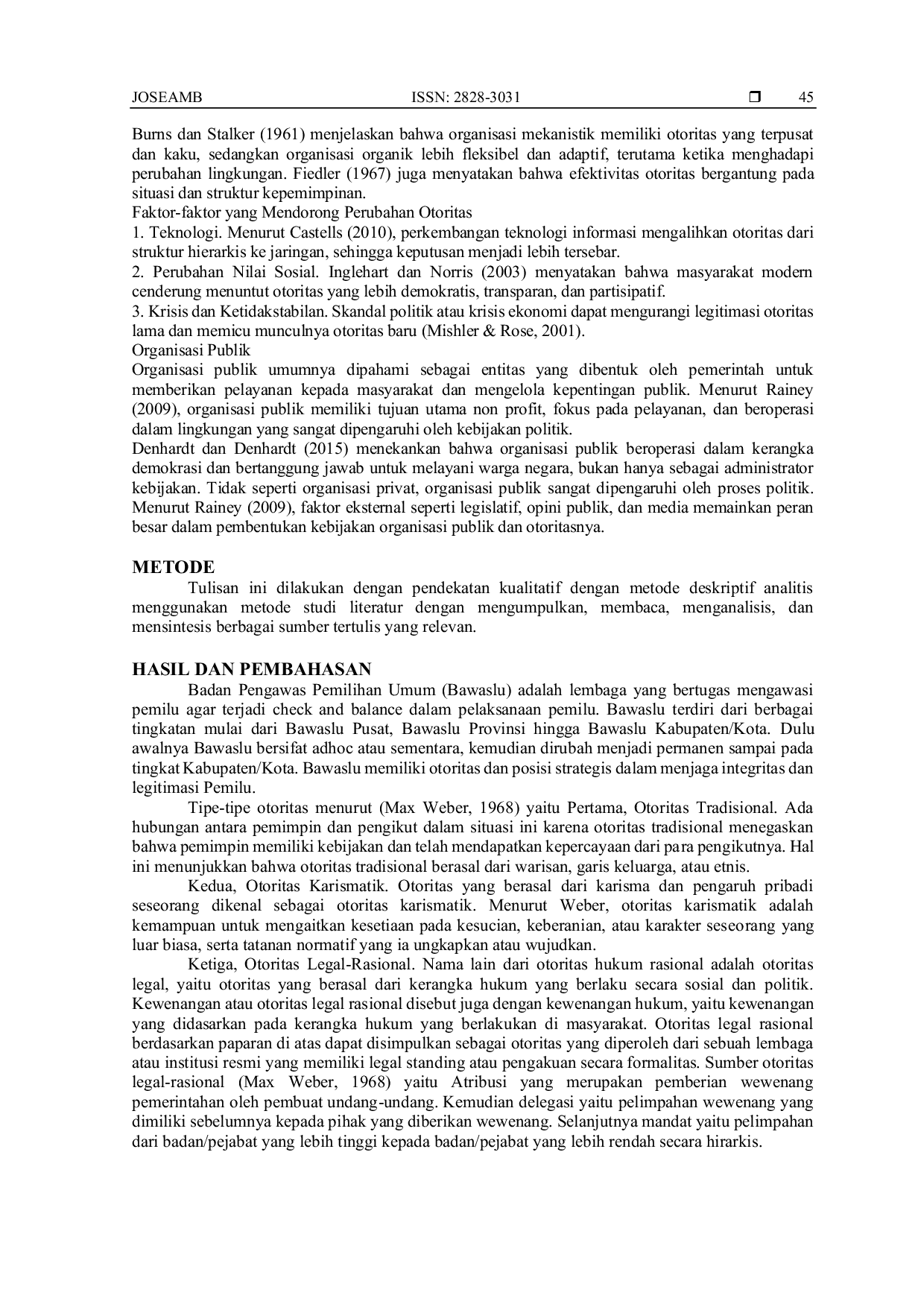 JURIS Perubahan Otoritas Organisasi Publik Studi Pada Badan Pengawas Pemilihan Umum