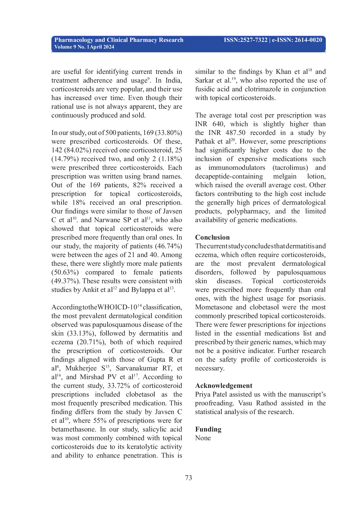 JURIS Prescribing Pattern of Corticosteroid in Dermatologic Disorder at Tertiary Care Teaching Hospital in Western Indian
