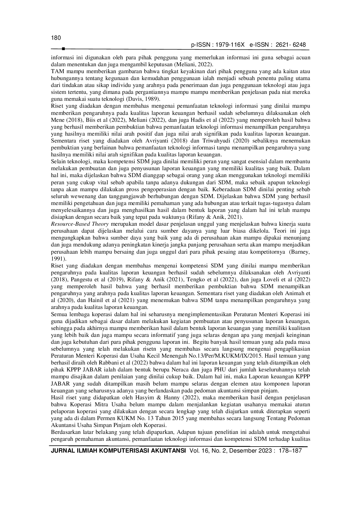 JURIS Determinan Kualitas Laporan Keuangan dengan Moderasi Permenkop UKM 13 Tahun 2015