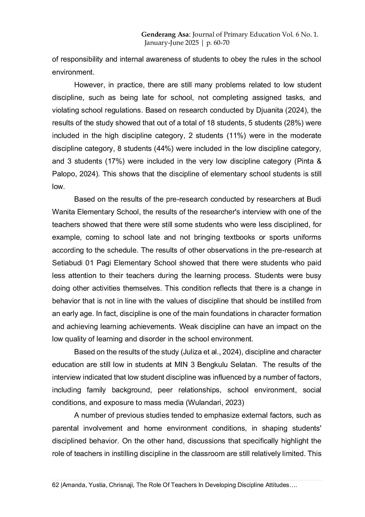 JURIS The Role Of Teachers In Developing Discipline Attitudes In Elementary School Students