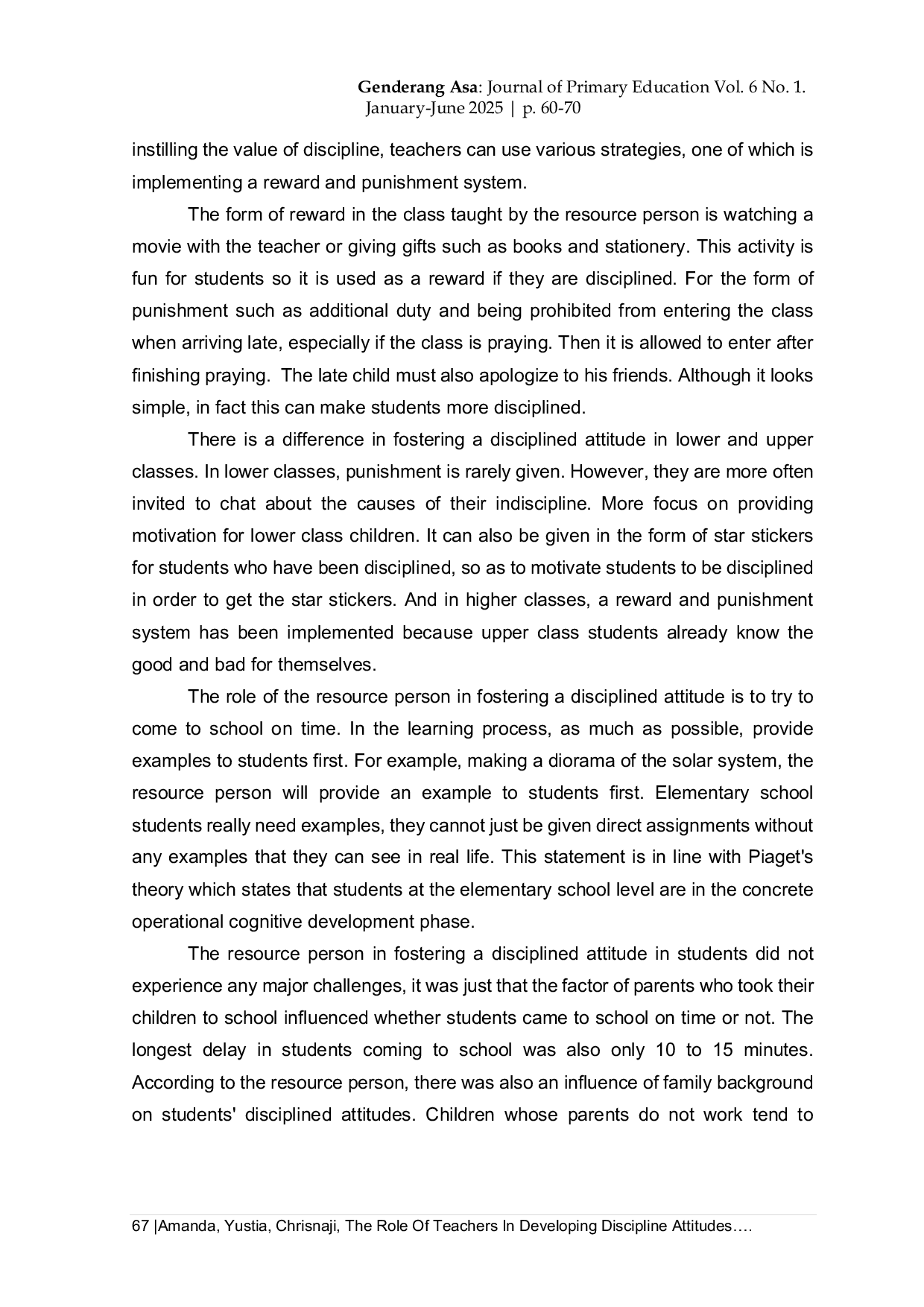 JURIS The Role Of Teachers In Developing Discipline Attitudes In Elementary School Students