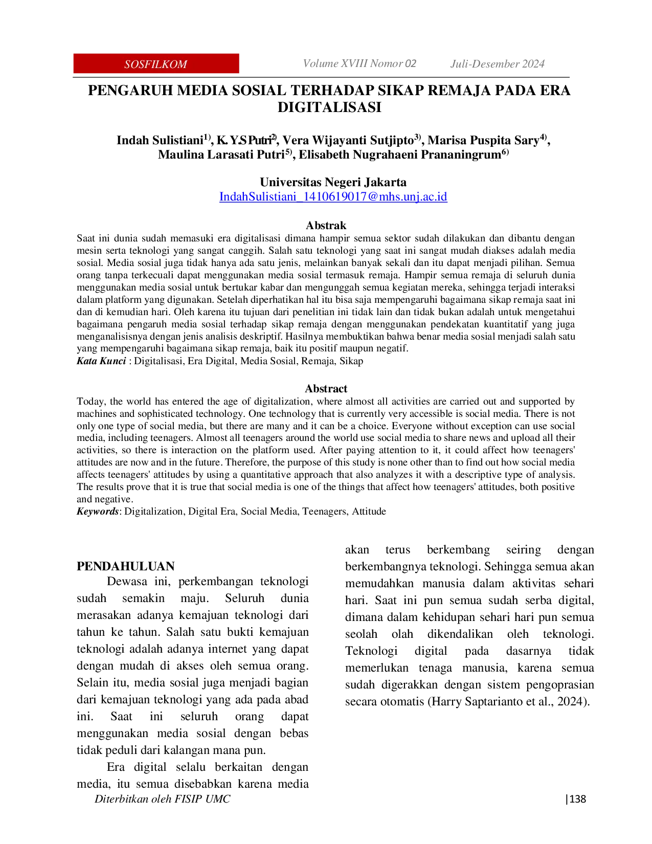 JURIS Pengaruh Media Sosial Terhadap Sikap Remaja Pada Era Digitalisasi