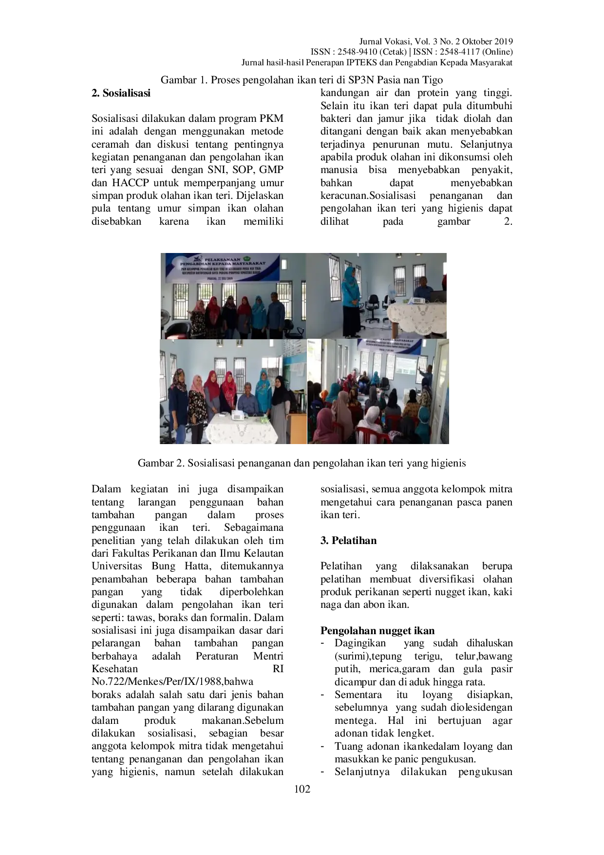 JURIS Pelatihan Penanganan Dan Pengolahan Ikan Di Kelurahan Pasia Nan Tigo Kecamatan Koto Tangah Kota Padang