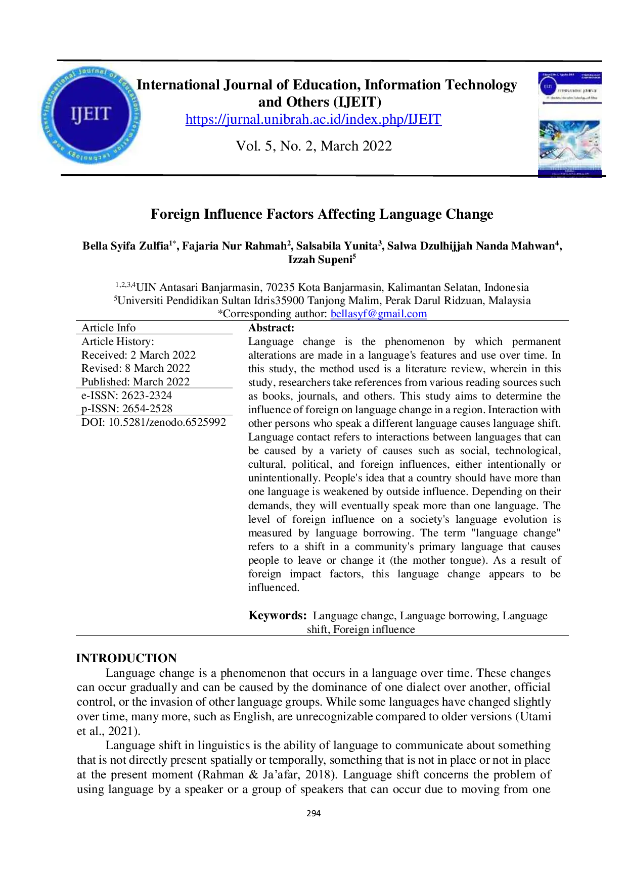 JURIS Foreign Influence Factors Affecting Language Change