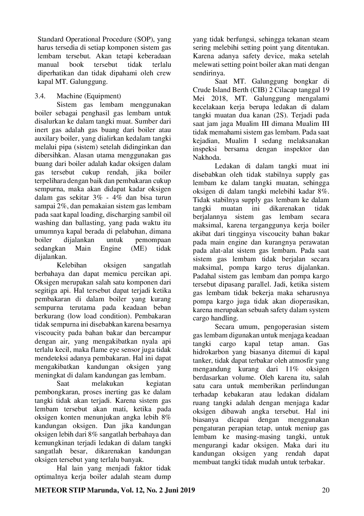 JURIS Optimalisasi Sistem Gas Lembam Untuk Penanganan Muatan Crude Oil di MT Galunggung