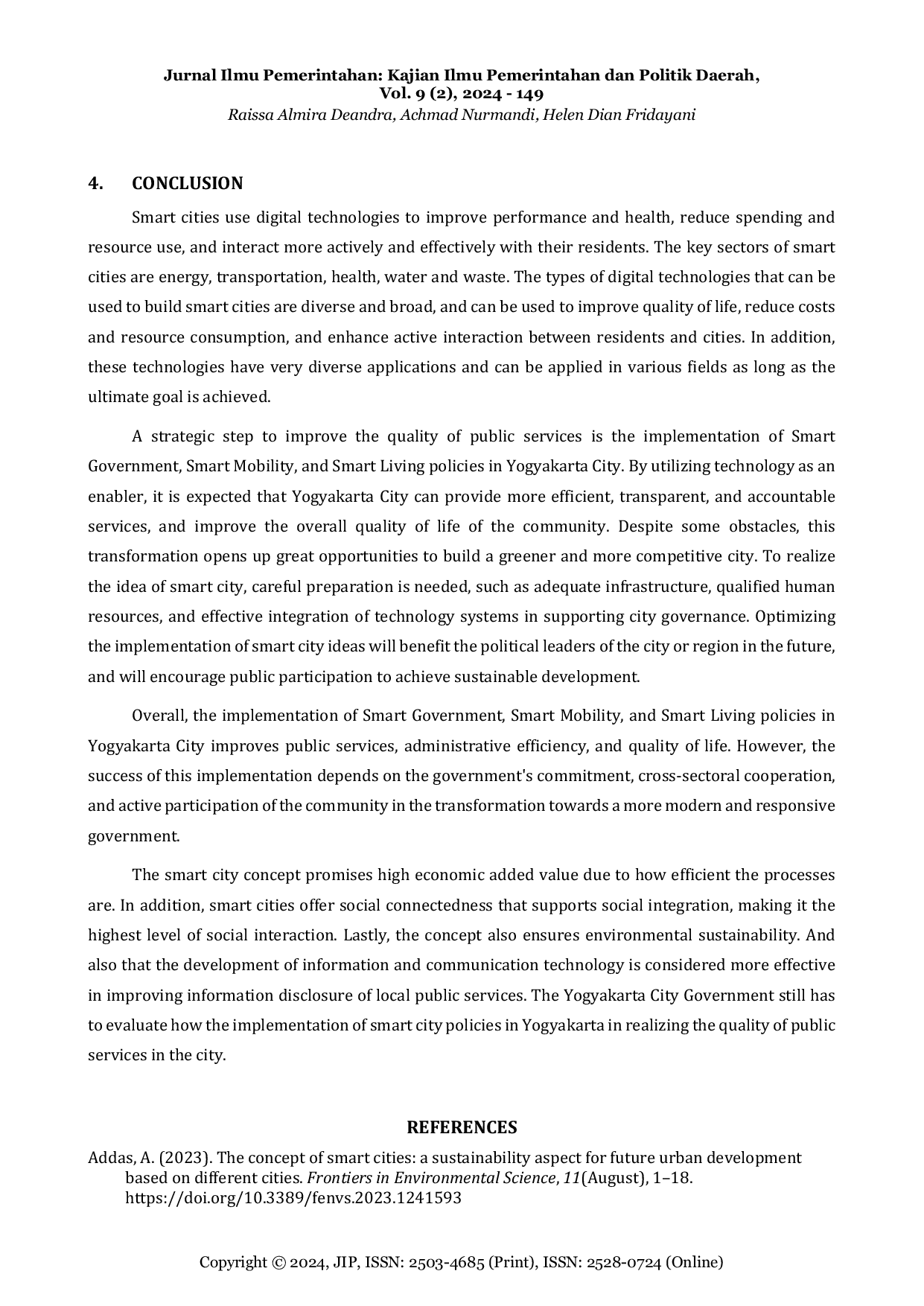 JURIS Smart City Policies in Realizing the Quality of Public Services in Yogyakarta City